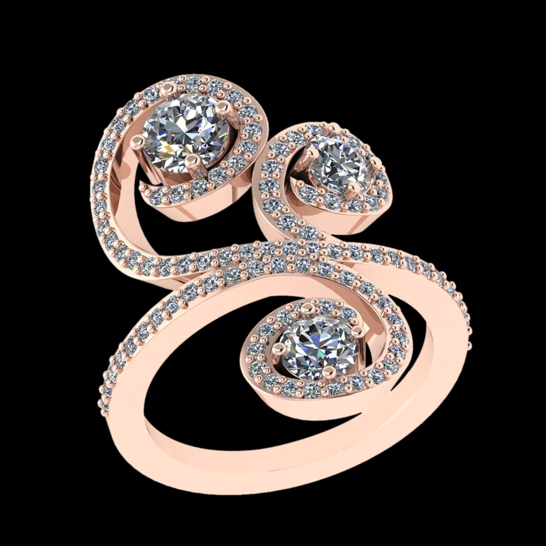 1.65 Ctw VS/SI1 Diamond Prong Set 10K Rose Gold Engagement Ring (ALL DIAMON (1 of 2)