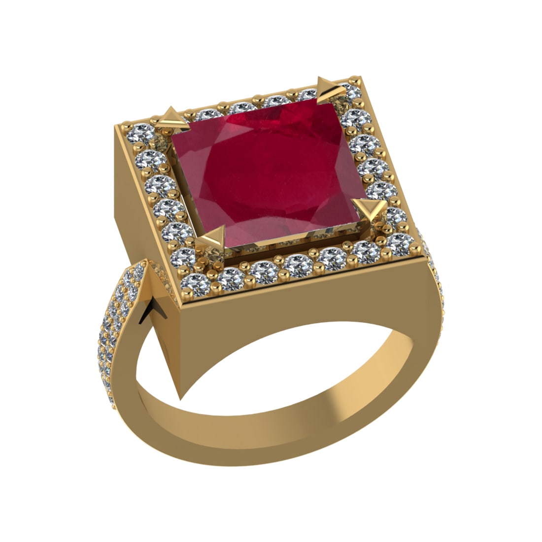 3.35 Ctw VS/SI1 Ruby and Diamond 14k Yellow Gold Engagement Ring (ALL DIAMO (1 of 1)