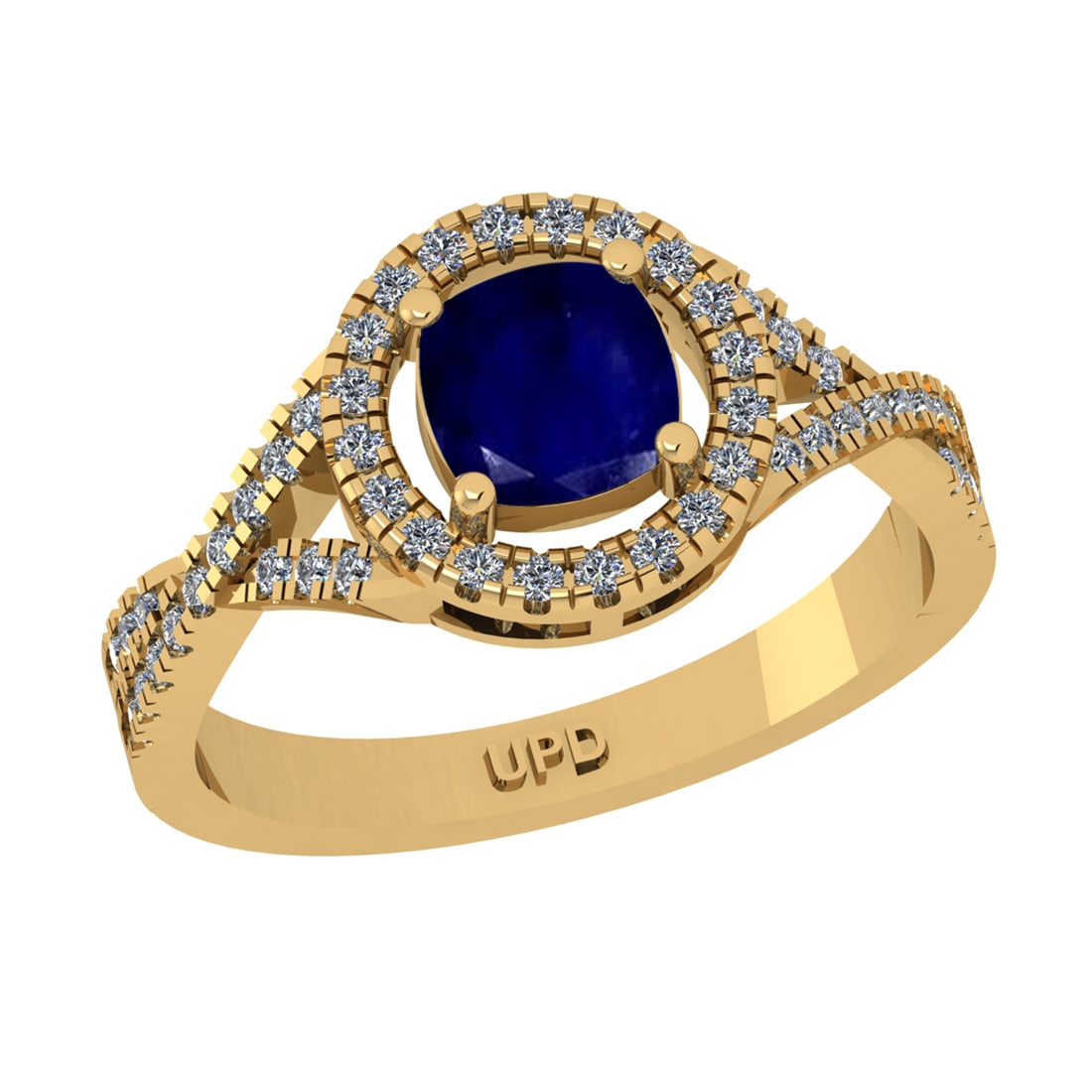 1.65 Ctw VS/SI1 Blue Sapphire and Diamond 14k Yellow Gold Engagement Ring (: Center Stone Weight :-1.25 Ctw ( Cushion Cut) Center Stone Color :-Blue Sapphire Center Stone Setting : Prong Side Diamond Weight Of Ctw :- 0.40 Ctw Color : J-K Clarity : VS/SI1 Daimond Setting : Pron