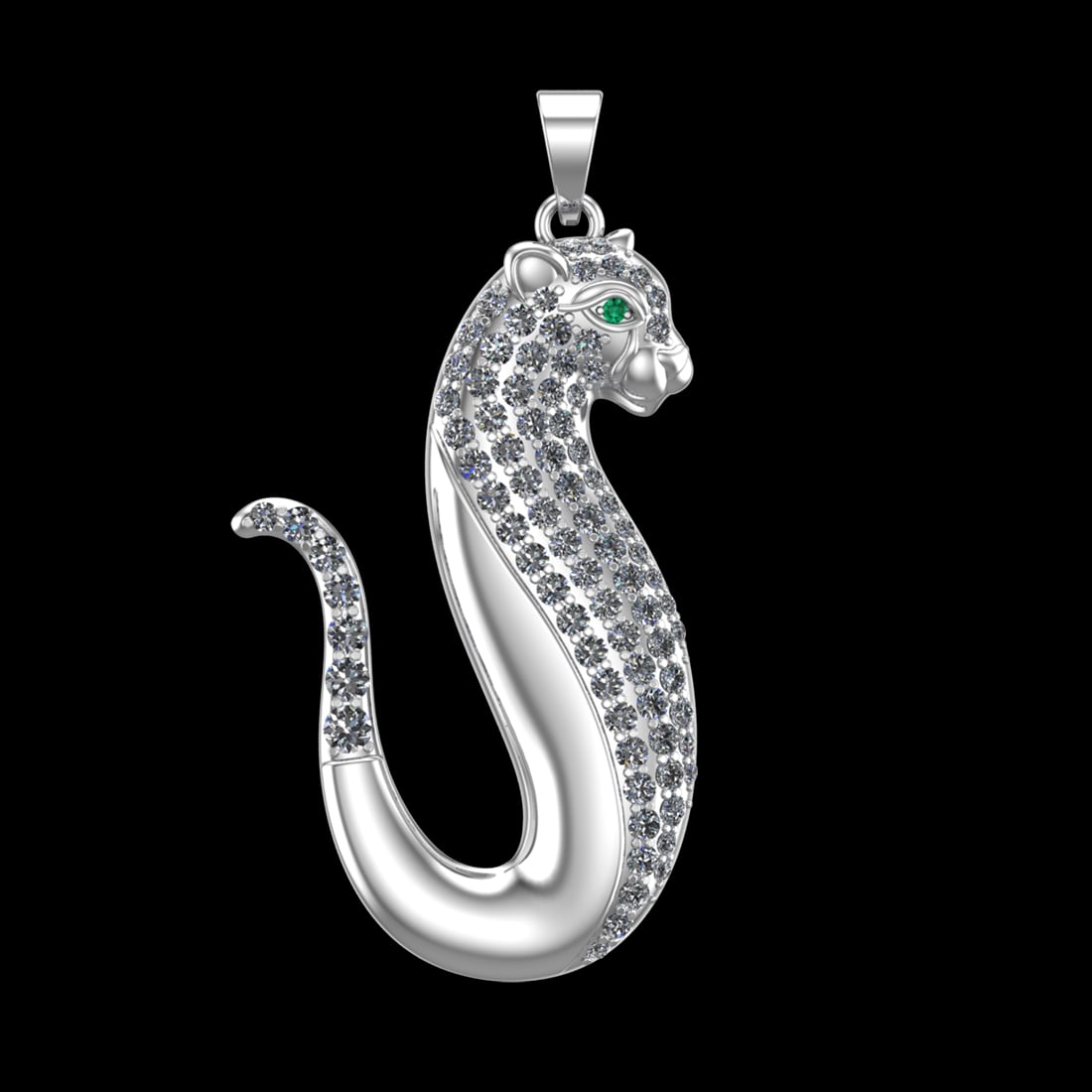 1.86 Ctw VS/SI1 Diamond Prong Set 18k white Gold Pendant (ALL DIAMOND ARE L: Eye Stone Weight :- 0.02 ctw Eye Stone Color :- Emerald Total Daimond Weight :-1.84 Ctw Color : G-H Clarity : VS/SI1 Setting : Prong Metal Weight : Approx 29.27 gram 18k white Gold Pendant (ALL DIAMON