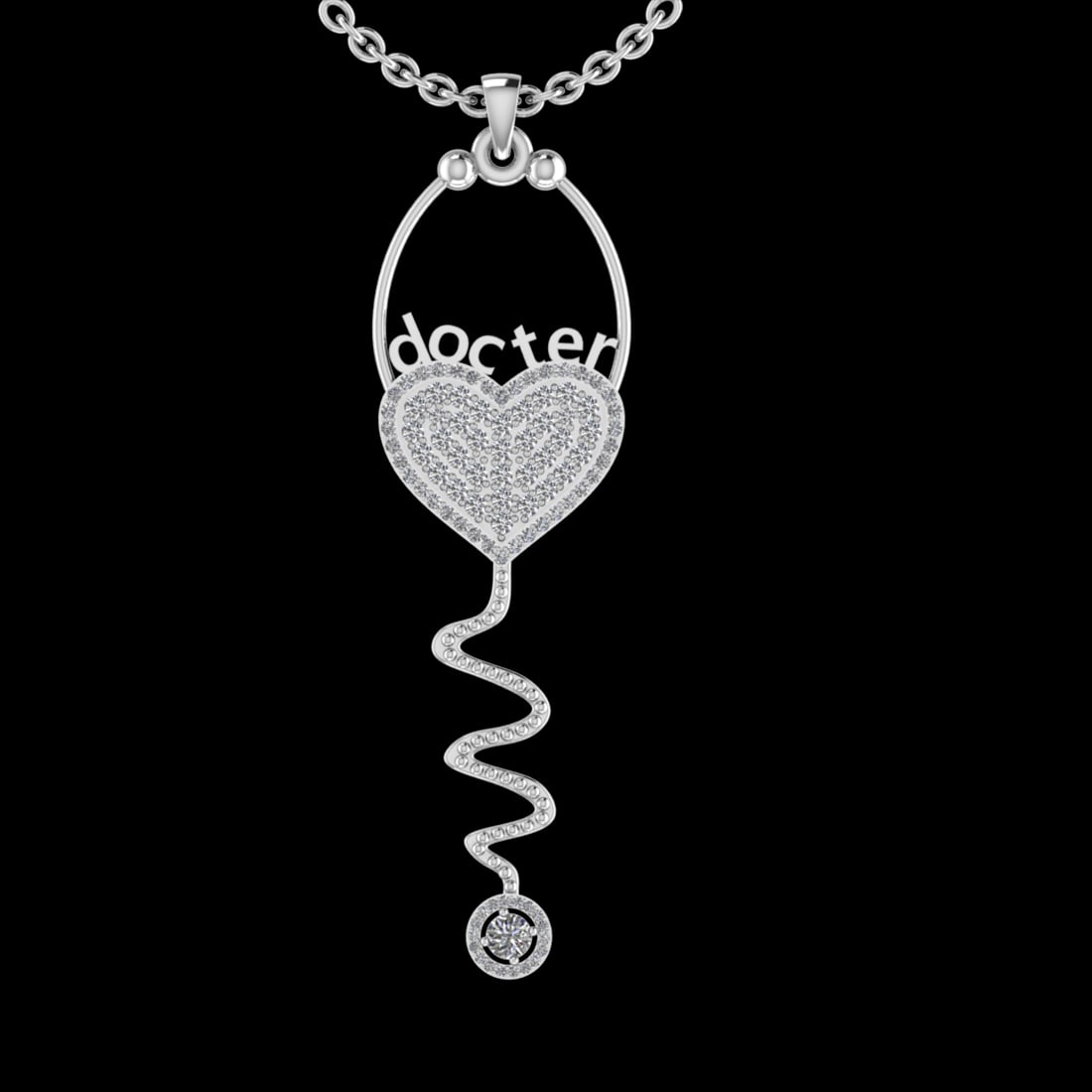 1.90 Ctw VS/SI1 Diamond 10K White Gold Veterinary Doctor theme Pendant (ALL: Total Diamond Weight :-1.90 Ctw (Round cut) Color :- J-K Clarity : VS/SI1 Setting : Prong Metal Weight : Approx 9.90gram 10K White Gold Veterinary Doctor theme Pendant (ALL DIAMOND ARE LAB GROWN ) #3S