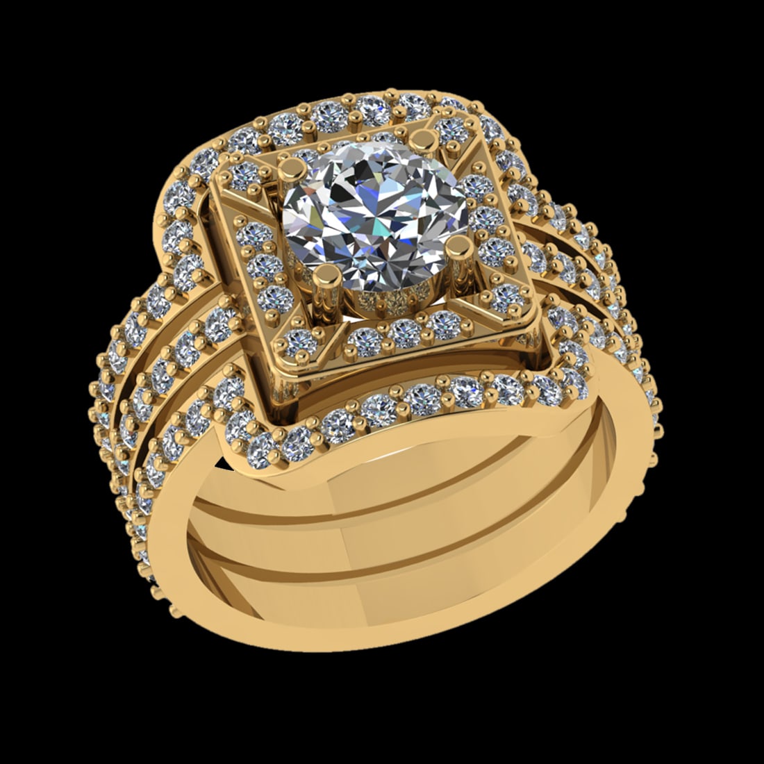 2.61 Ctw VS/SI1 Diamond Prong Set 18k Yellow Gold Engagement Ring (ALL DIAM: Center Daimond Weight :-1.30 Ctw (Round Cut) Color : G-H Clarity : VS/SI1 Side Diamond Weight Of Ctw 1.31 Ctw Color : G-H Clarity : VS/SI1 Daimond Setting : Prong Metal Weight : Approx 9.26 gram 18k Y