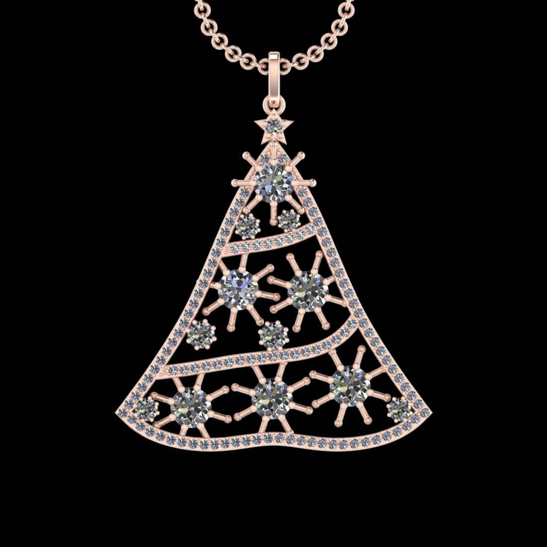 7.66 Ctw VS/SI1 Diamond 10k Rose Gold Christmas Theme Pandant (ALL DIAMOND: Total Daimond Weight :-7.66 Ctw Color : G-H Clarity : VS/SI1 Setting : Prong Metal Weight : Approx 8.49 gram 10k Yellow Gold Christmas Theme Pandant (ALL DIAMOND ARE LAB GROWN ) #3SS97432v12