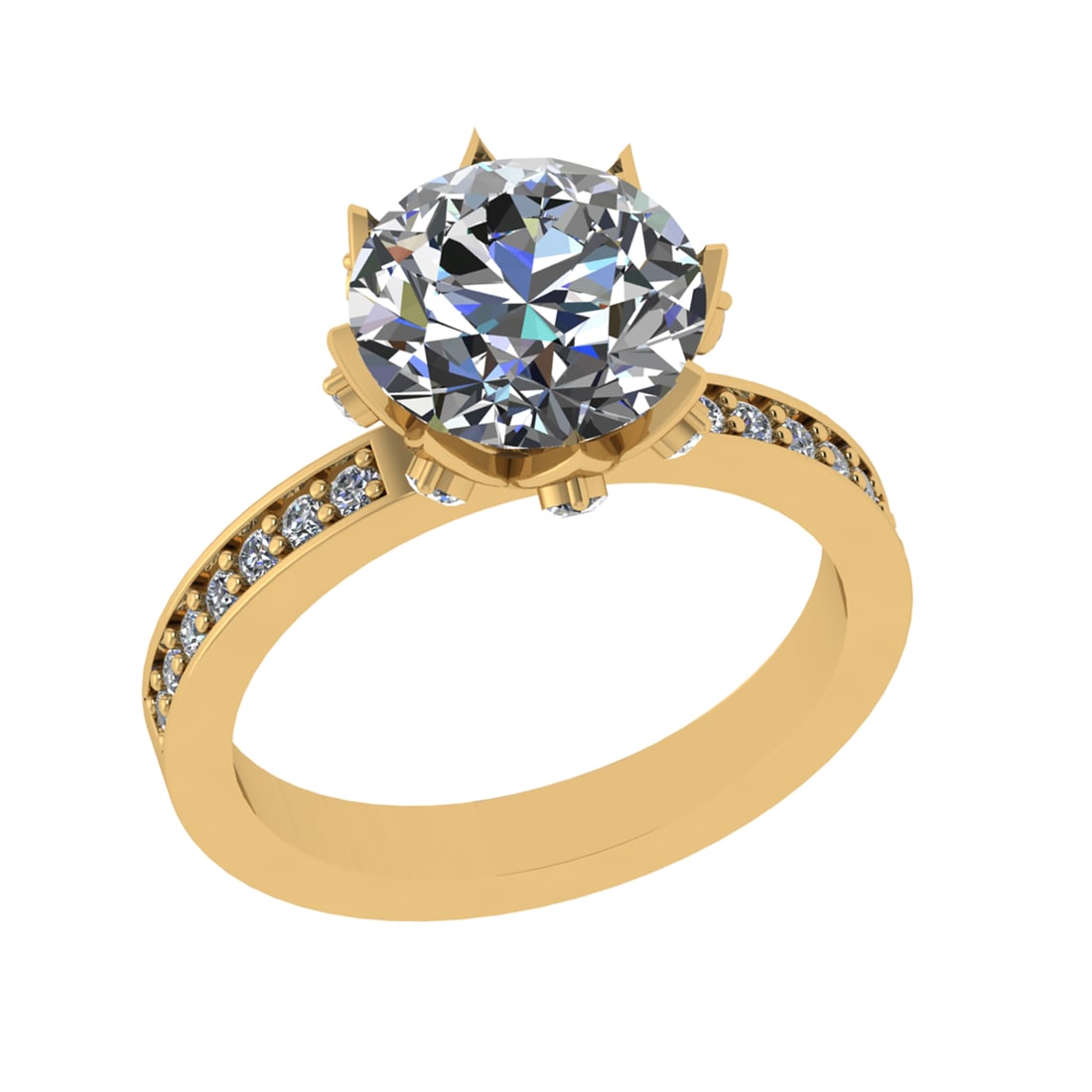 2.59 Ctw VS/SI1 Diamond 14k Yellow Gold Engagement Ring (ALL DIAMOND ARE LA: Center Daimond Weight :-2.20 Ctw ( Roundr Cut) Color : G-H Clarity : VS/SI1 Side Diamond Weight Of Ctw 0.39 Ctw Color : G-H Clarity : VS/SI1 Daimond Setting : Prong Metal Weight : Approx 3.95 gram 14k