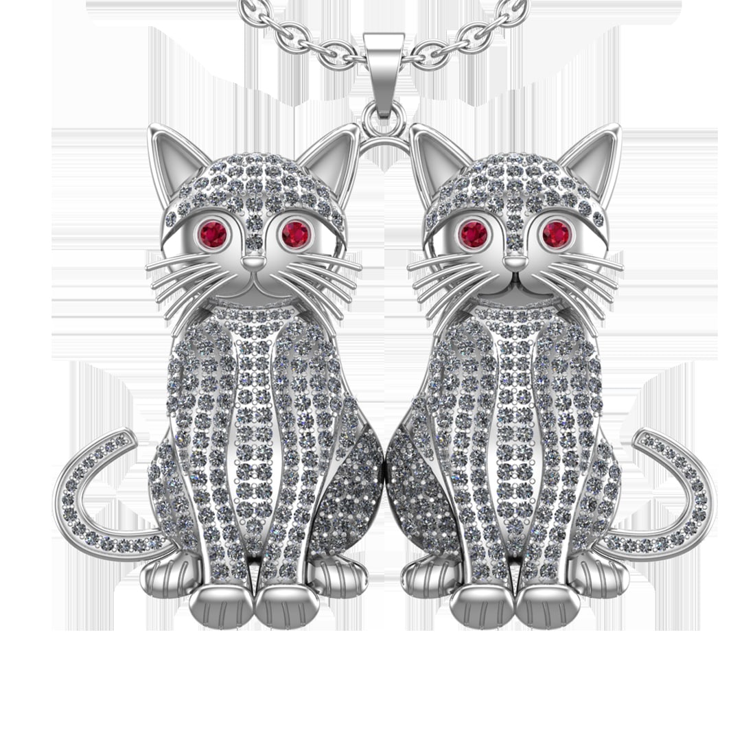 7.10 Ctw VS/SI1 Diamond 14k white Gold Creature theme Pandant (ALL DIAMOND: Eye stone Weight :- 0.27 ctw Eye Stone Color :- Ruby Setting : Prong Total Daimond Weight :-6.83 Ctw Color : G-H Clarity : VS/SI1 Setting : Prong Metal Weight : Approx 65.51 gram 14k White Gold Creatu