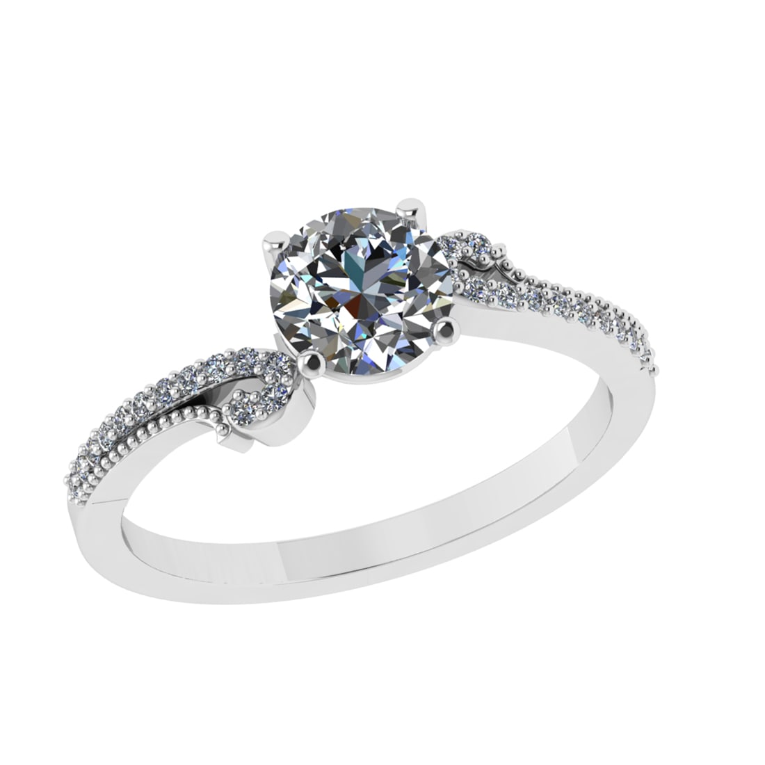 1.02 Ctw SI1/SI2 Diamond 14k white Gold Engagement Ring (ALL DIAMOND ARE LA: Center Daimond Weight :-0.84 Ctw (Round Cut) Color : G-H Clarity : SI1/SI2 Side Diamond Weight Of Ctw 0.18 Ctw Color : G-H Clarity : SI1/SI2 Daimond Setting : Prong Metal Weight : Approx 3.86 gram 14k