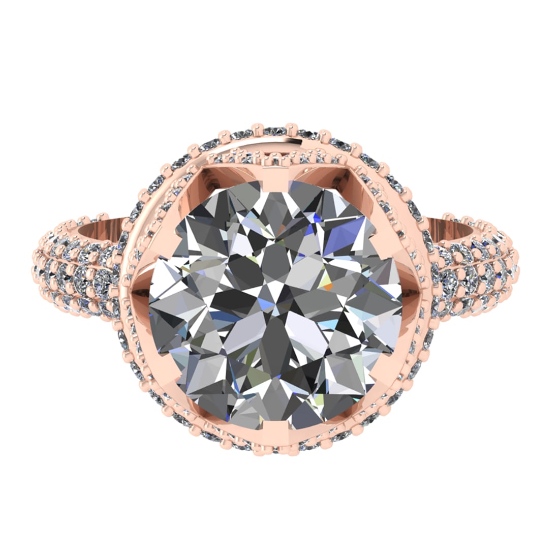 4.95 Ctw SI2/SI1 Diamond Prong Set 14k Rose Gold Engagement Ring: Center Daimond Weight :-3.50 Ctw ( Round Cut) Color : G-H Clarity : SI2/SI1 Side Diamond Weight Of Ctw 1.45 Ctw Color : G-H Clarity : SI2/SI1 Daimond Setting : Prong Metal Weight : Approx 5.88 gram 14