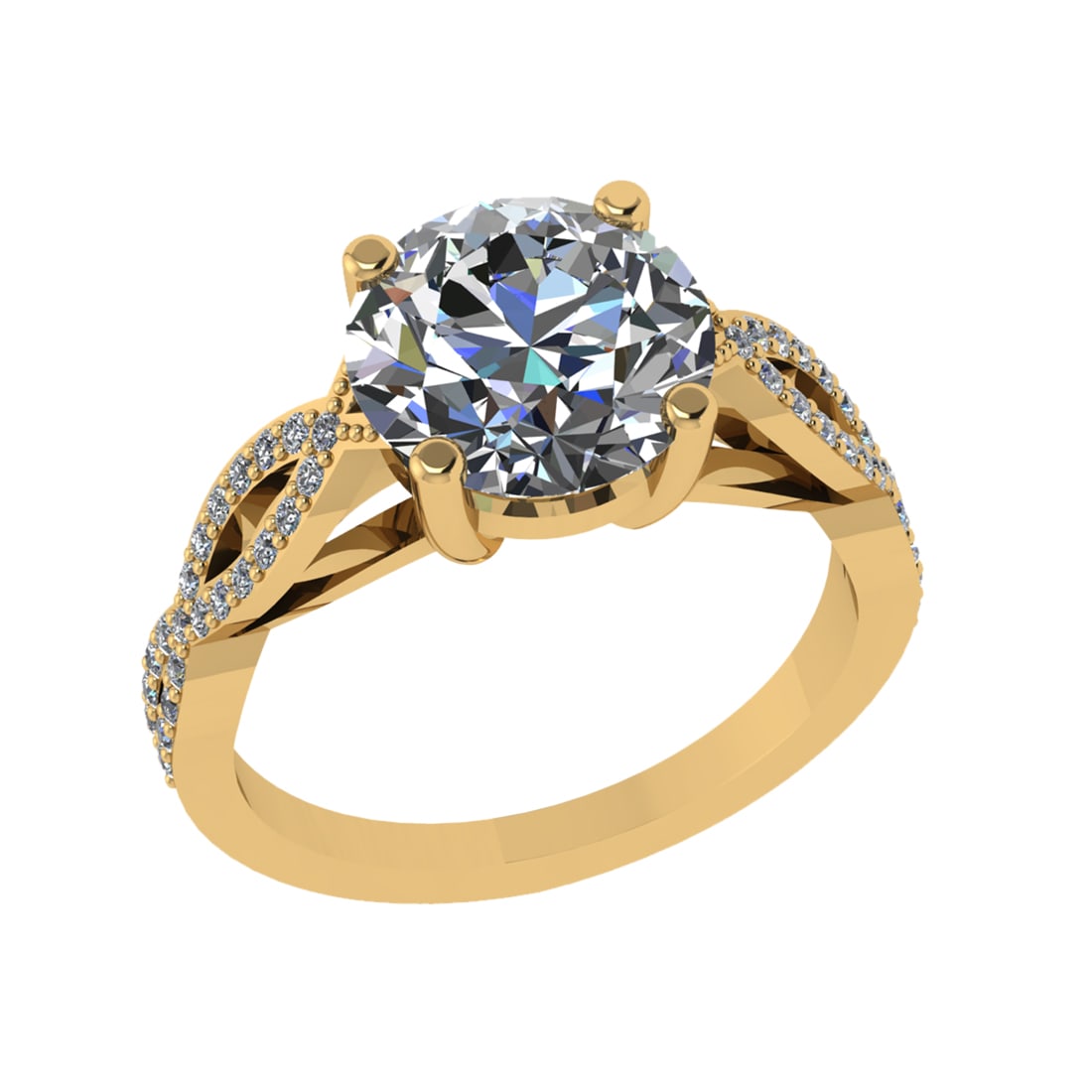 2.44 Ctw VS/SI1 Diamond 14K Yellow Gold Engagement Ring (ALL DIAMOND ARE LA: Center Diamond Weight : 2.20 Ctw ( Round Cut) Center Diamond Color :-J-K Center Stone Setting : Prong Clarity : VS/SI1 Total Weight Of Ctw 0.24 Ctw Color : J-K Clarity : VS/SI1 Stone Setting : Prong M