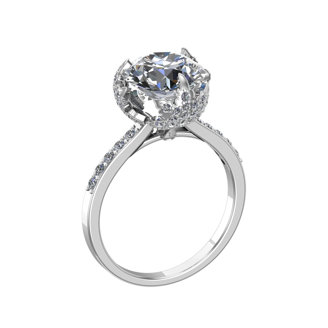 3.10 Ctw VS/SI1 Diamond 14K White Gold Engagement Ring (ALL DIAMOND ARE LAB: Center Diamond Weight : 2.50 Ctw ( Round Cut) Center Diamond Color :-J-K Center Stone Setting : Prong Clarity : VS/SI1 Total Weight Of Ctw 0.60 Ctw Color : J-K Clarity : VS/SI1 Stone Setting : Prong M