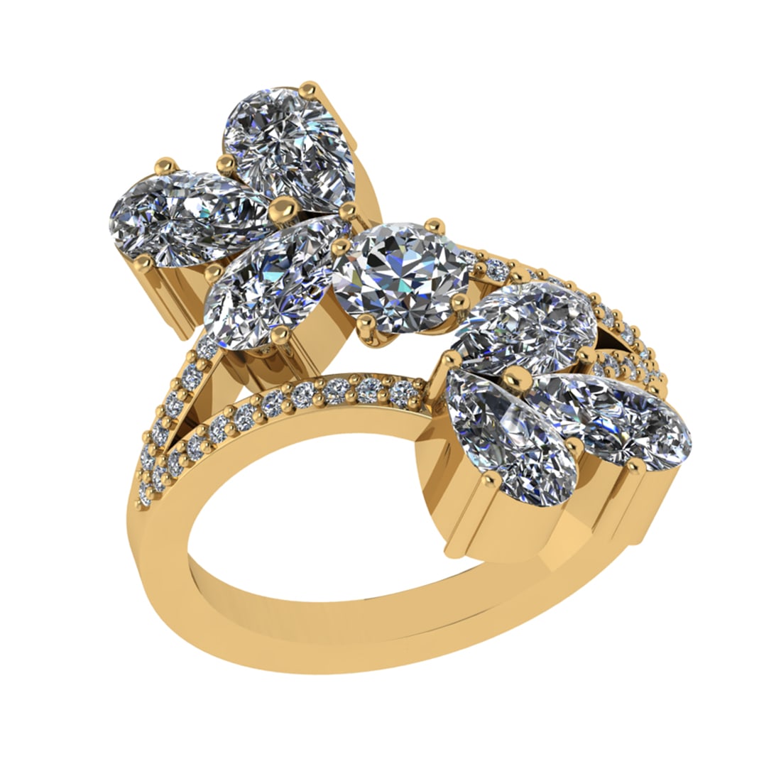 2.22 Ctw SI1/SI2 Diamond 14k Yellow Gold Engagement Ring (ALL DIAMOND ARE L: Center Daimond Weight :-2.00 Ctw ( Round & Pear Cut) Color : G-H Clarity : SI1/SI2 Side Diamond Weight Of Ctw 0.22 Ctw Color : G-H Clarity : SI1/SI2 Daimond Setting : Prong Metal Weight : Approx 5.48