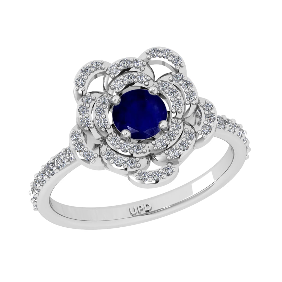 0.92 Ctw VS/SI1 Blue sapphire and Diamond Prong Set 14K White Gold Engageme: Center stone Weight :-: 0.50 Ctw ( Round Cut) Color :- Blue sapphire Center Stone Setting : Prong Side Diamond Weight Of Ctw 0.42 Ctw Color : J-K Clarity : VS/SI1 Stone Setting : Prong Metal Weight :