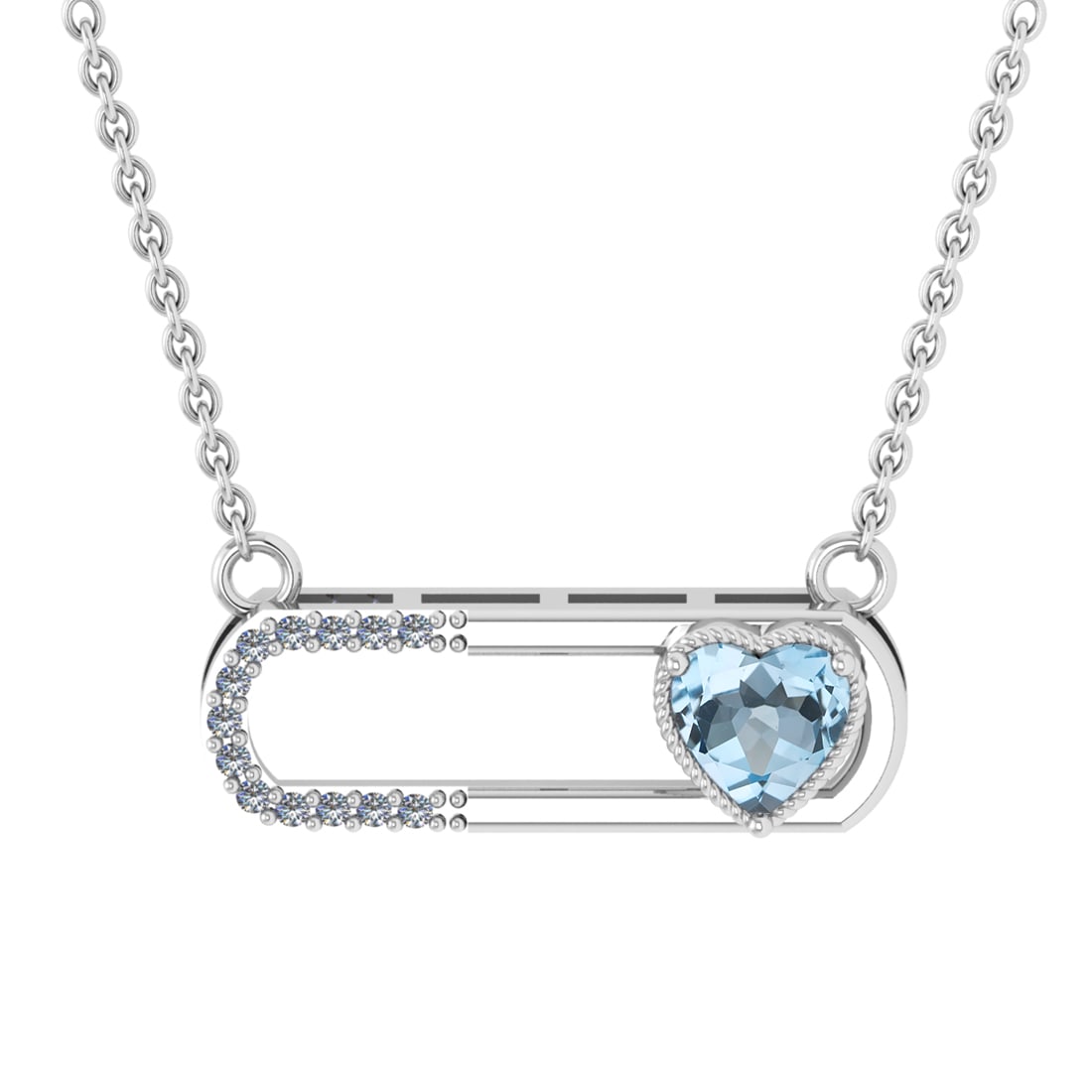 0.56 Ctw VS/SI1 Blue Topaz and Diamond 10K white Gold Pendant (ALL DIAMOND: Center Stone Weight :-0.50 Ctw ( Heart Cut) Center Stone Color :-Blue Topaz Center Stone Setting : Prong Side Diamond Weight Of Ctw 0.06 Ctw Color : J-K Clarity : VS/SI1 Stone Setting : Prong Metal We