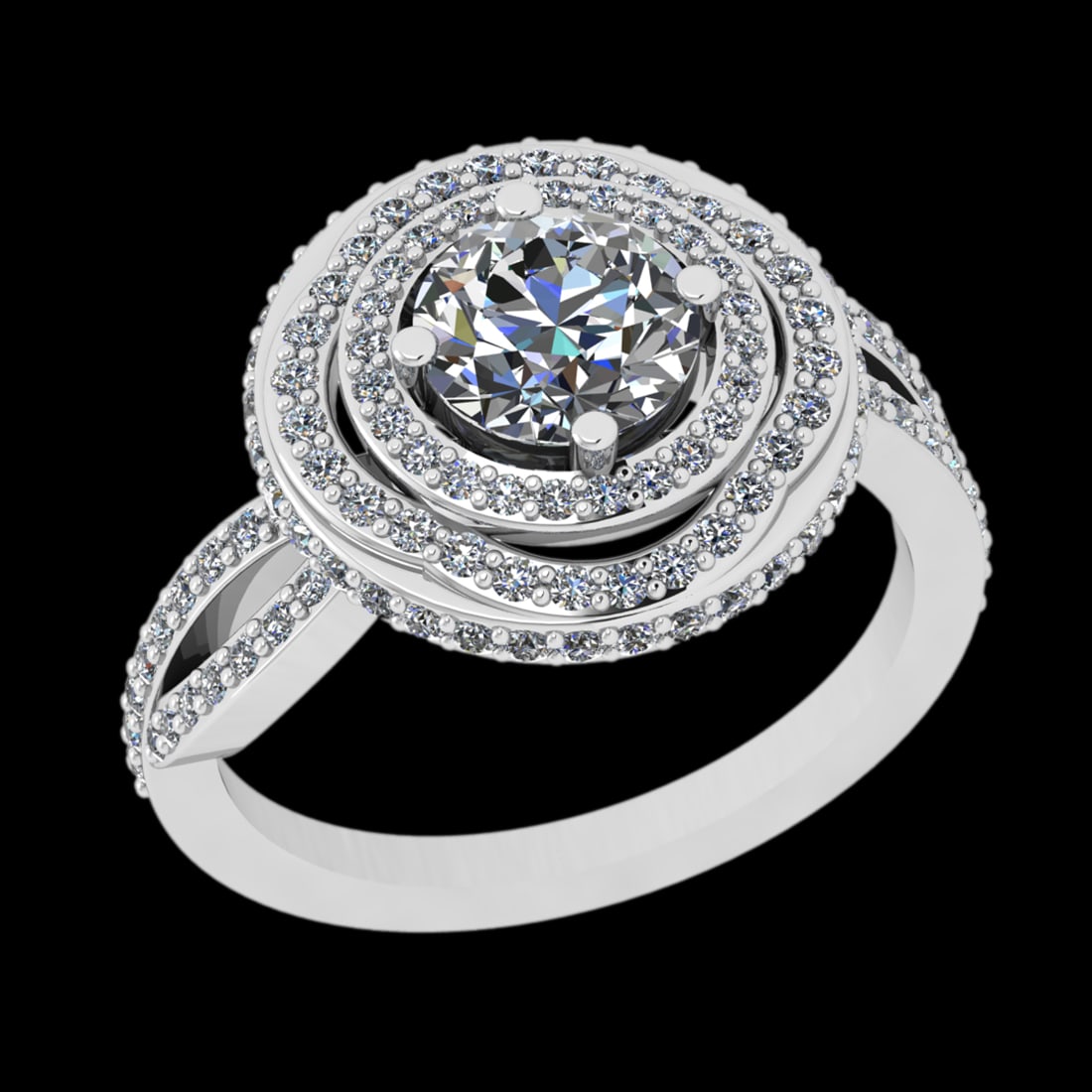 1.77 Ctw I2/I3 Diamond Prong Set 10k white Gold Engagement Ring: Center Daimond Weight :-0.84 Ctw ( Round Cut ) Color : J-K Clarity : I2/I3 Side Diamond Weight Of Ctw 0.93 Ctw Color : J-K Clarity : I2/I3 Daimond Setting : Prong Metal Weight : Approx 4.91 gram 10k W