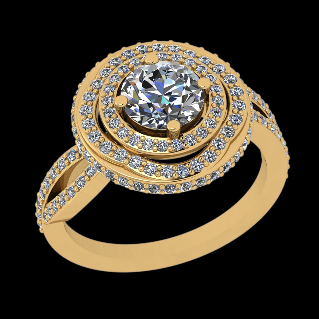 1.77 Ctw I2/I3 Diamond Prong Set 10k Yellow Gold Engagement Ring: Center Daimond Weight :-0.84 Ctw ( Round Cut ) Color : J-K Clarity : I2/I3 Side Diamond Weight Of Ctw 0.93 Ctw Color : J-K Clarity : I2/I3 Daimond Setting : Prong Metal Weight : Approx 4.91 gram 10k Y