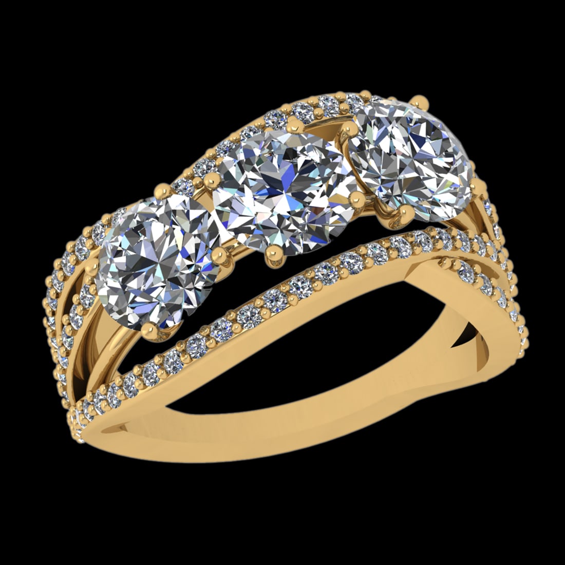 3.64 Ctw I2/I3 Diamond Prong Set 10k Yellow Gold Engagement Ring: Center Daimond Weight :-3.00 Ctw ( Round Cut ) Color : J-K Clarity : I2/I3 Side Diamond Weight Of Ctw 0.64 Ctw Color : J-K Clarity : I2/I3 Daimond Setting : Prong Metal Weight : Approx 5.48 gram 10k Y