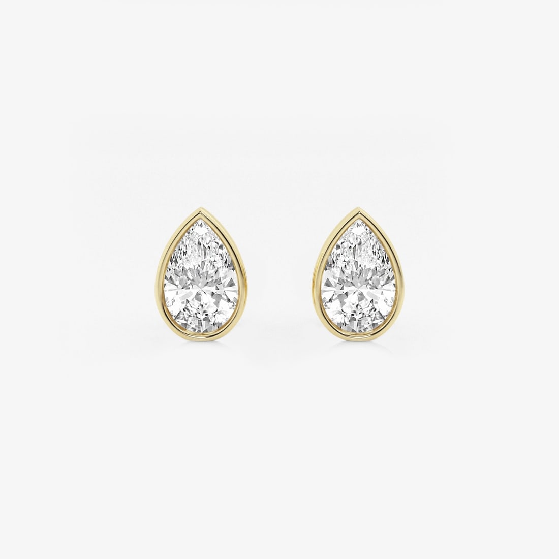1/2 Ctw Diamond Bezel Set 14k Yellow Gold Stud Earrings (ALL DIAMOND ARE LA: Center Diamond Weight :-1/2 Ctw (Pear cut ) setting : Bezel 14k Yellow Gold Martini Stud Earrings (ALL DIAMOND ARE LAB GROWN ) #3SS97552v15
