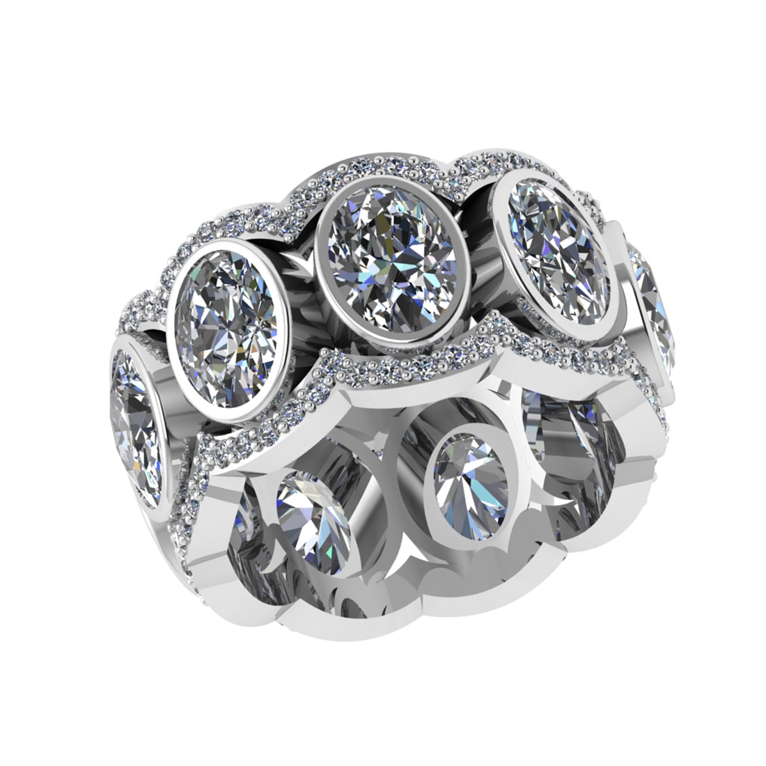 7.61 Ctw SI2/SI1 Diamond 14k white Gold Eternity Band Ring: Center Daimond Weight :-6.75 Ctw ( Oval Cut) Color : G-H Clarity : SI2/SI1 Side Diamond Weight Of Ctw 0.86 Ctw Color : G-H Clarity : SI2/SI1 Daimond Setting : Prong Metal Weight : Approx 7.21 gram 14k