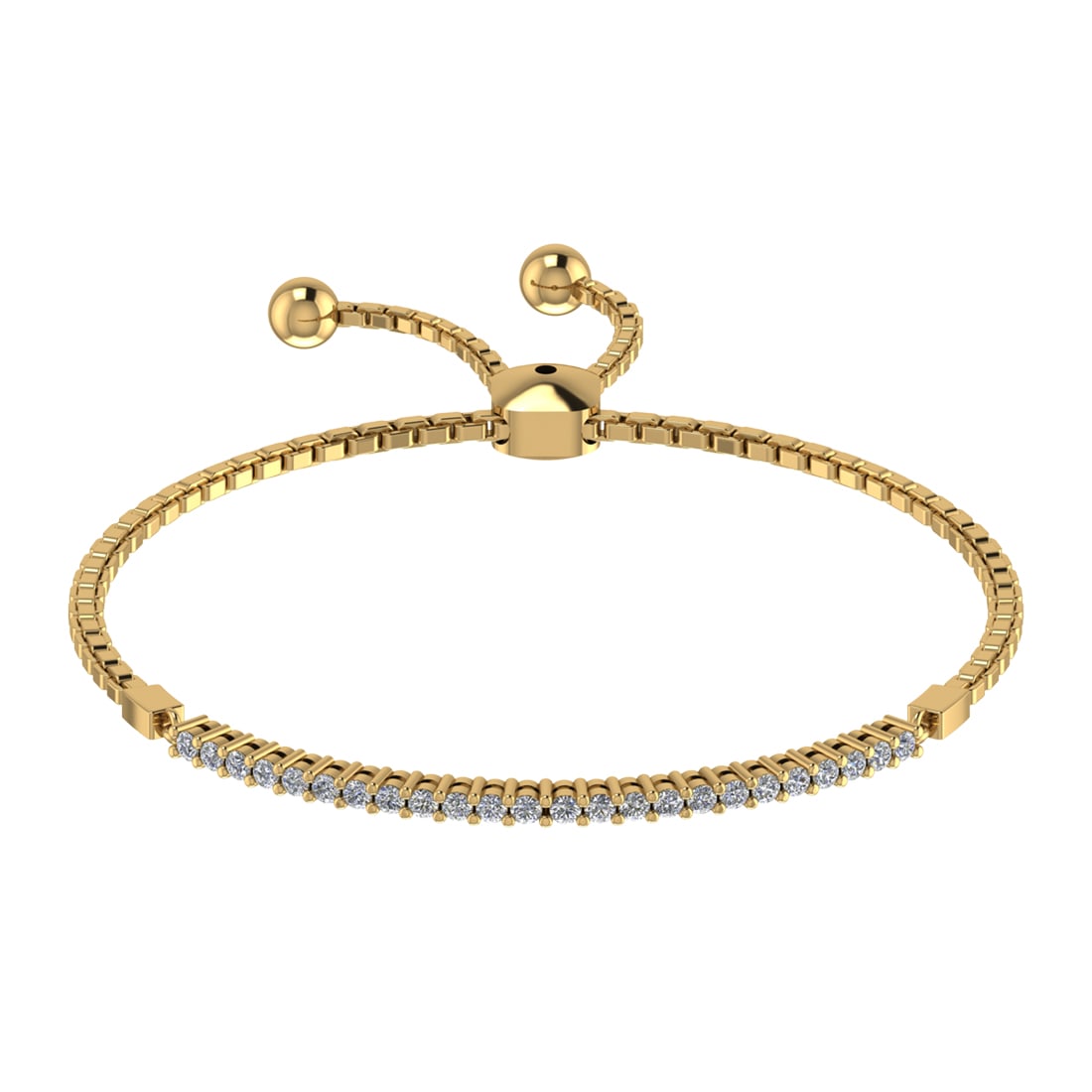 0.52 Ctw SI2/SI1 Diamond Prong Set 14k Yellow Gold Tennis Slide Bracelet (1 of 1)