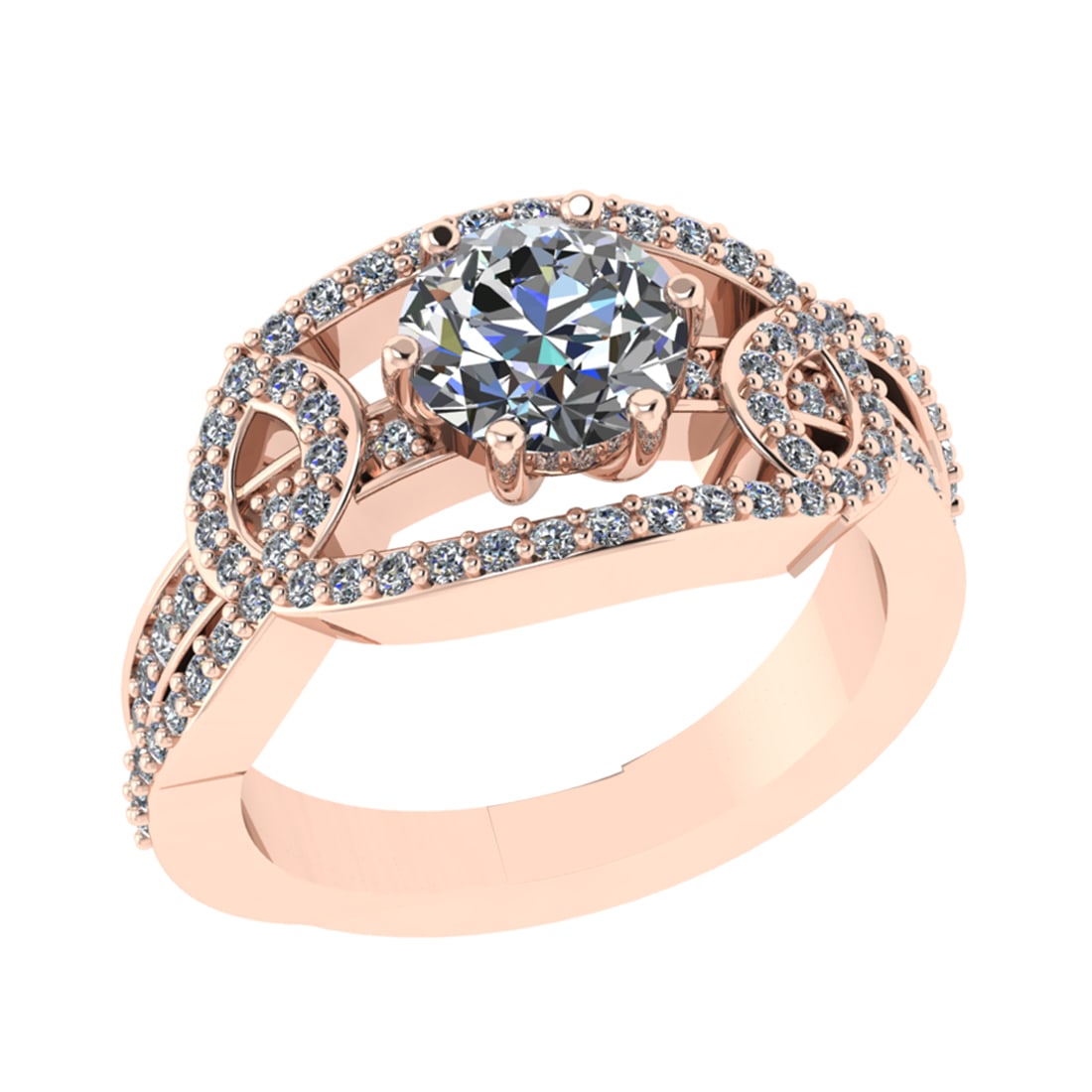 1.91 Ctw SI2/SI1 Diamond 14k Rose Gold Engagement Ring (ALL DIAMOND ARE LAB: Center Daimond Weight :-1.30 Ctw ( Round Cut) Color : G-H Clarity : SI2/SI1 Side Diamond Weight Of Ctw 0.61 Ctw Color : G-H Clarity : SI2/SI1 Daimond Setting : Prong Metal Weight : Approx 7.21 gram 14
