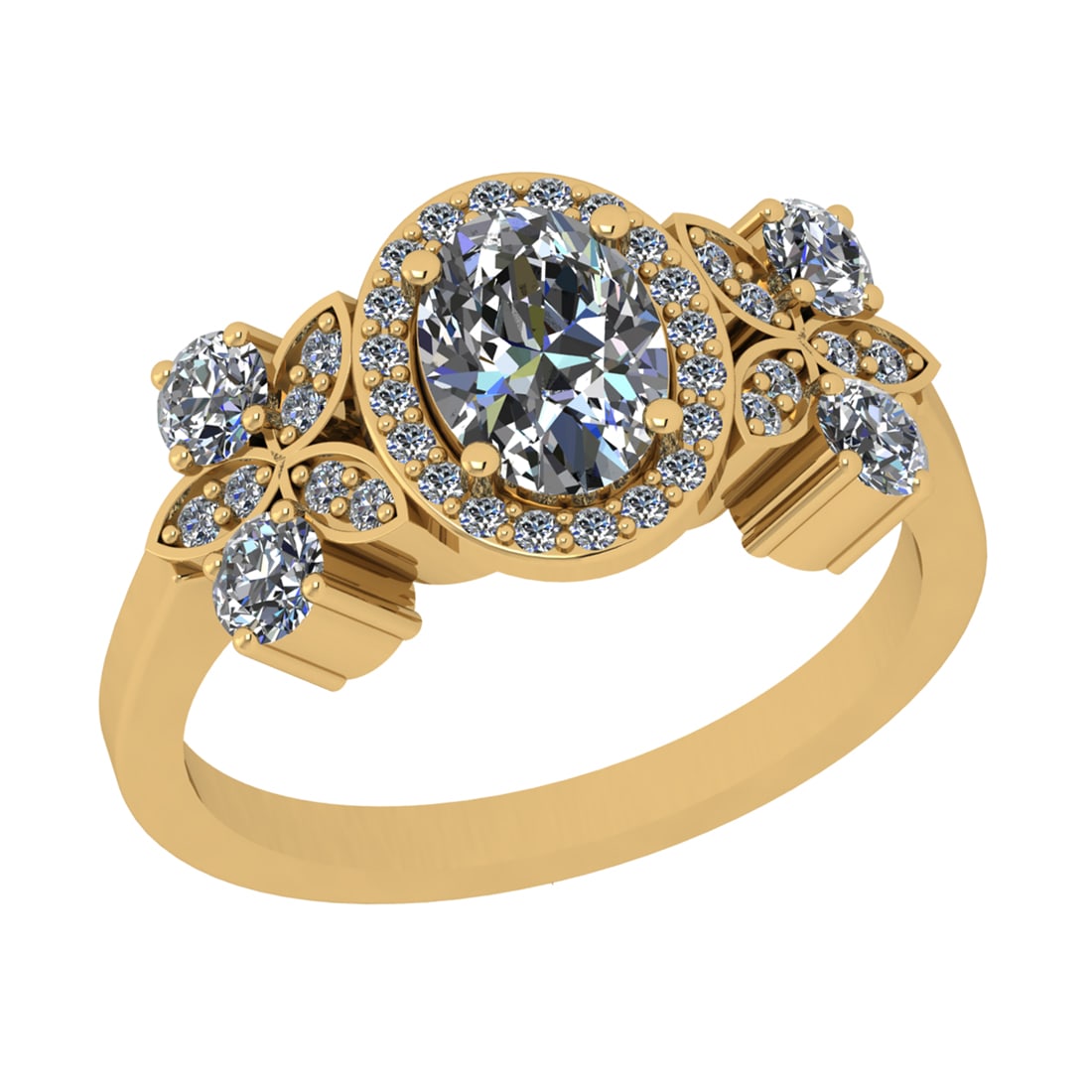 1.69 Ctw SI1/SI2 Diamond Prong Set 14k Yellow Gold Engagement Ring: Center Daimond Weight :-1.00 Ctw ( Oval Cut) Color : G-H Clarity : SI1/SI2 Side Diamond Weight Of Ctw 0.69 Ctw Color : G-H Clarity : SI1/SI2 Daimond Setting : Prong Metal Weight : Approx 4.68 gram 14k