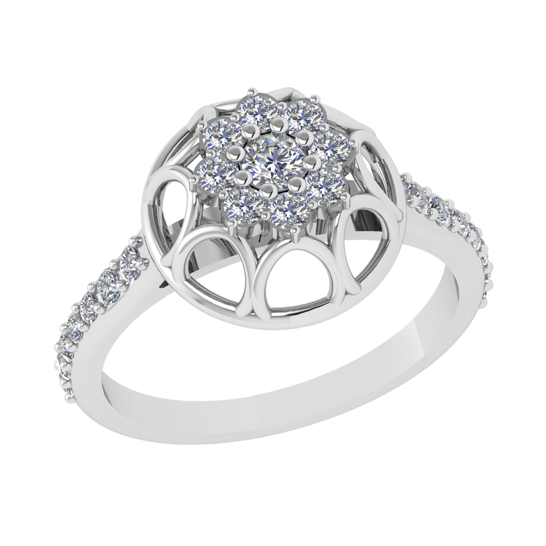 0.64 Ctw SI2/SI1 Diamond Prong Set 14k white Gold Engagement Ring: Center Daimond Weight :-0.11 Ctw ( Round Cut) Color : G-H Clarity : SI2/SI1 Side Diamond Weight Of Ctw 0.53 Ctw Color : G-H Clarity : SI2/SI1 Daimond Setting : Prong Metal Weight : Approx 3.68 gram 14