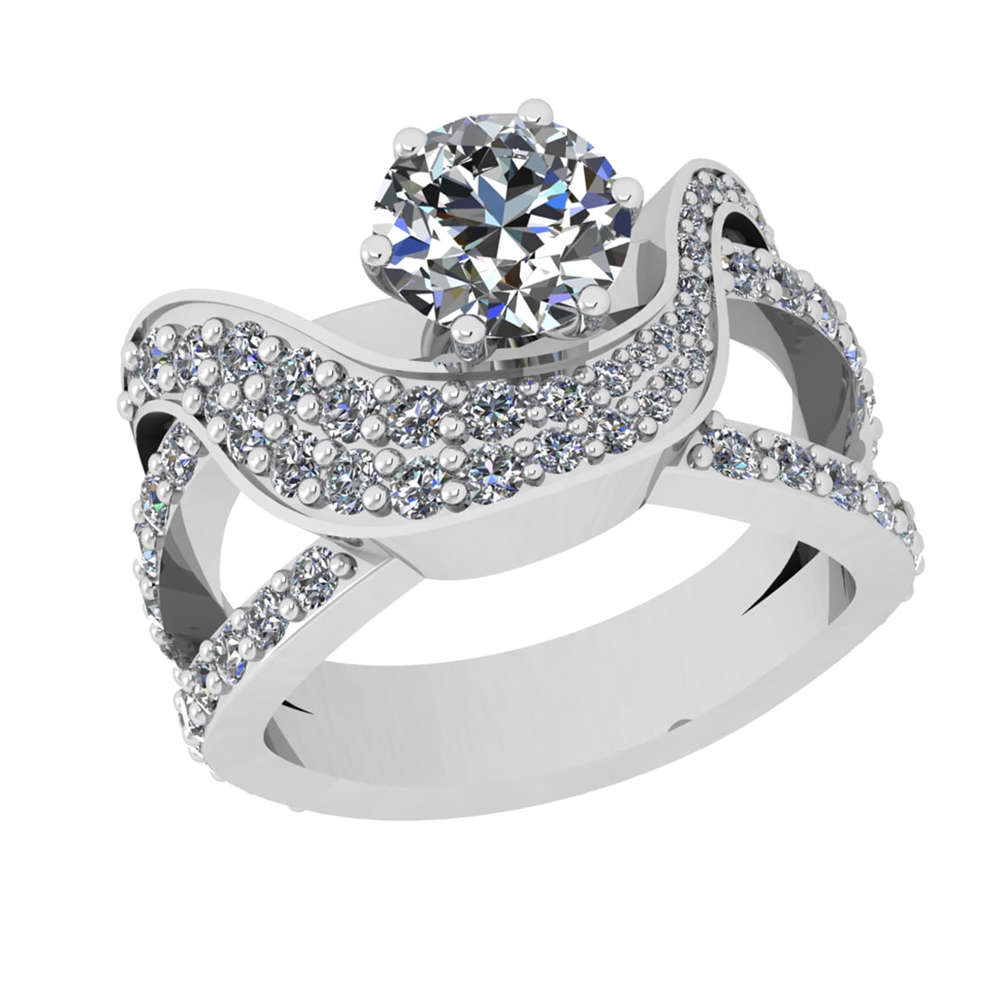 2.57 Ctw SI1/SI2 Diamond Prong Set 14k white Gold Engagement Ring: Center Daimond Weight :-1.30 Ctw ( Round Cut) Color : G-H Clarity : SI1/SI2 Side Diamond Weight Of Ctw 1.27 Ctw Color : G-H Clarity : SI1/SI2 Daimond Setting : Prong Metal Weight : Approx 7.21 gram 14