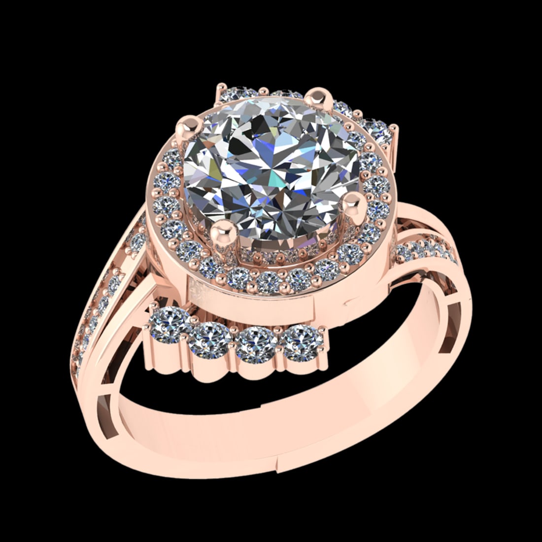 2.67 Ctw VS/SI1 (ALL DIAMOND ARE LAB GROWN ) Diamond 10k Rose Gold Engageme: Center Daimond Weight :-2.00 Ctw ( Round Cut) Color : J-K Clarity : VS/SI1 (ALL DIAMOND ARE LAB GROWN ) Side Diamond Weight Of Ctw 0.67 Ctw Color : J-K Clarity : VS/SI1 (ALL DIAMOND ARE LAB GROWN ) Da