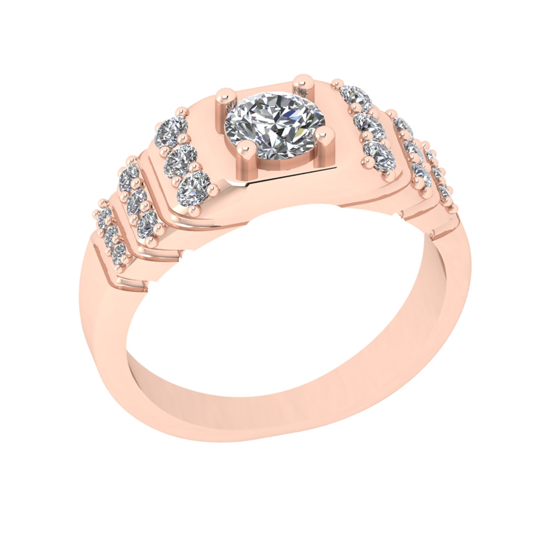 0.84 Ctw VS/SI1 Diamond 10K Rose Gold Engagement Ring (ALL DIAMOND ARE LAB: Center Diamond Weight : 0.50 Ctw (Round Cut) Color : J-K Clarity : VS/SI1 Setting : Prong Side Weight Of Ctw 0.34 Ctw Color : J-K Clarity : VS/SI1 Stone Setting : Prong Metal Weight : Approx 3.90 gram