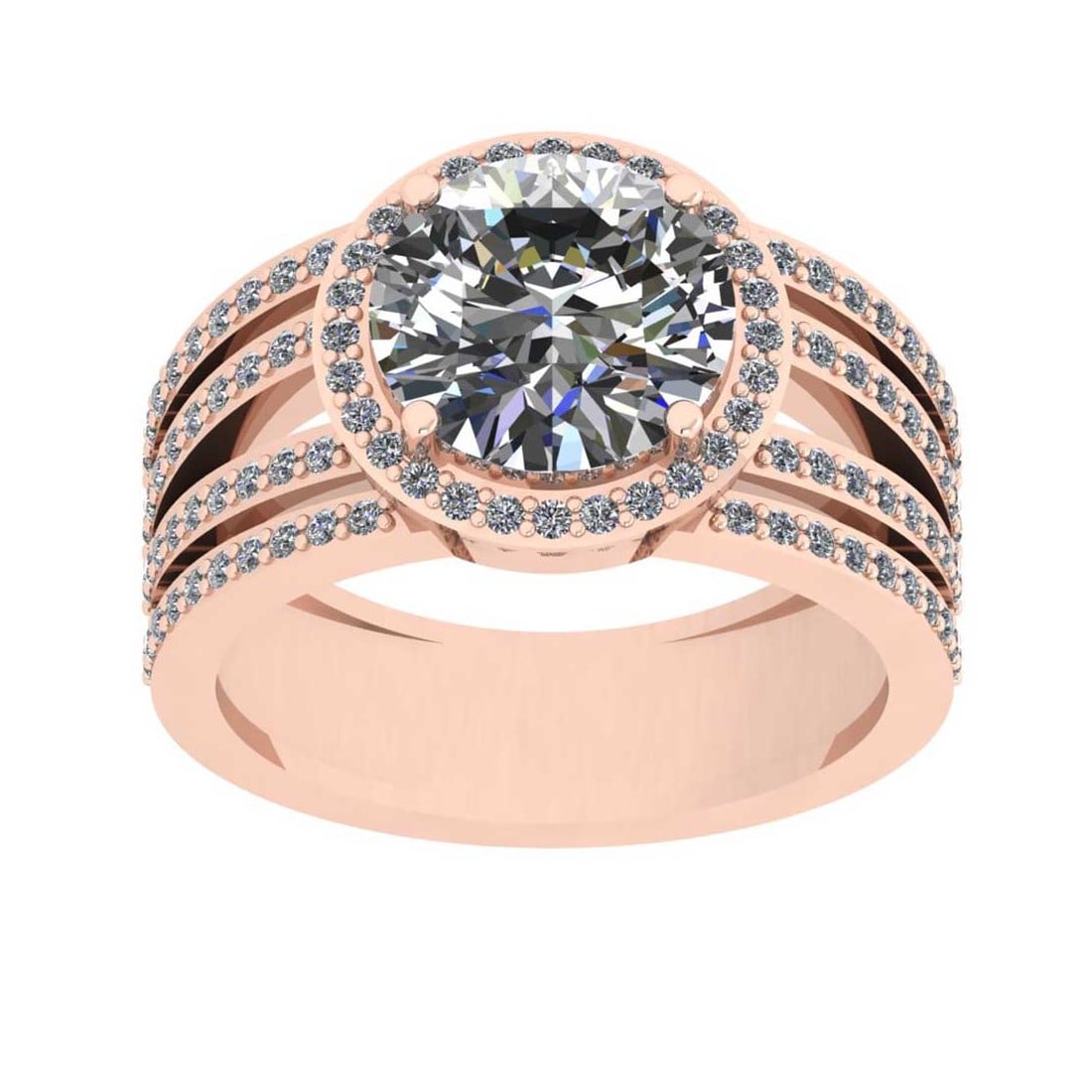 3.22 Ctw SI2/I1 Diamond Style Prong Set 18K Rose Gold Engagement Wedding Ri: Center Diamond Weight : 2.70 Ctw ( Round Cut) Center Diamond Color : G-H Center Stone Setting : Prong Center Stone Clarity : SI2/I1 Side Stone Weight Of Ctw 0.52 Ctw Side Stone Color : G-H Stone Clari