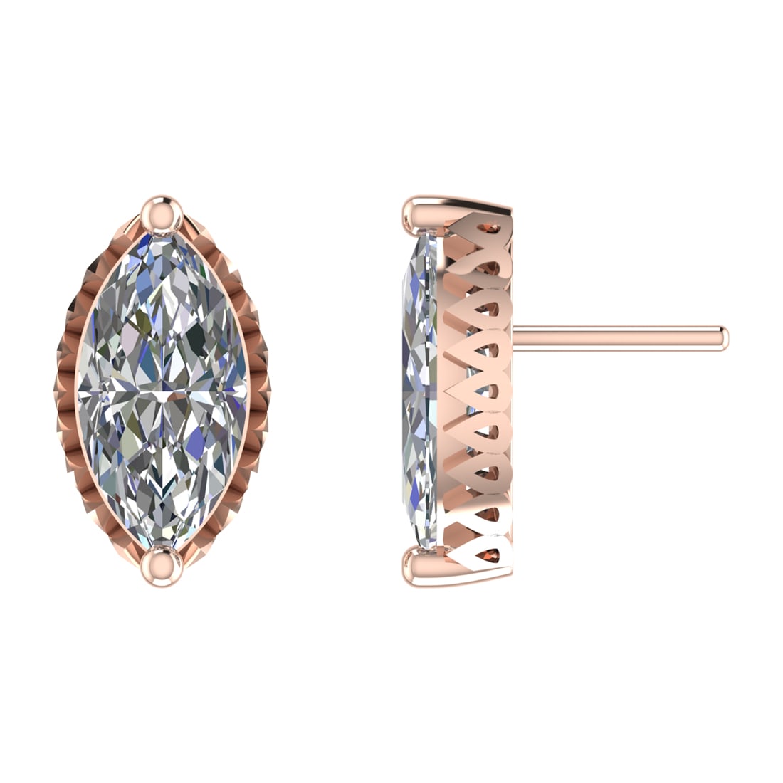 2.00 Ctw SI2/SI1 Diamond Prong Set 14k Rose Gold Stud Earrings (ALL DIAMOND: Center Diamond Weight :-2.00 Ctw ( 2 Pec Maquise Cut ) Color :-G-H Clarity : SI2/SI1 Setting : Prong Metal Weight : Approx 2.60 Gram 14k Rose Gold Stud Earrings (ALL DIAMOND ARE LAB GROWN ) #3SS97803v