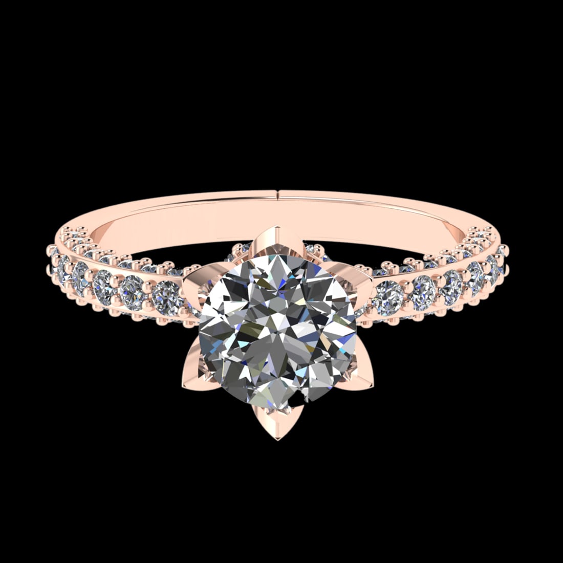 2.17 Ctw VS/SI1 Diamond 10k Rose Gold Engagement Ring (ALL DIAMOND ARE LAB: Center Daimond Weight :-1.30 Ctw ( Round Cut) Color : J-K Clarity : VS/SI1 Side Diamond Weight Of Ctw 0.87 Ctw Color : J-K Clarity : VS/SI1 Daimond Setting : Prong Metal Weight : Approx 3.86 gram 10k