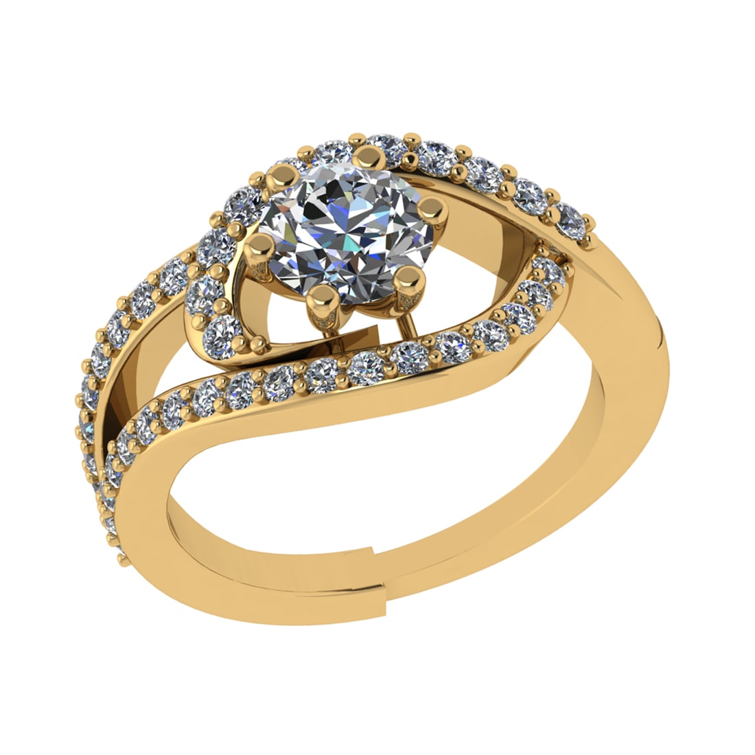 1.63 Ctw SI1/SI2 Diamond 14k Yellow Gold Engagement Ring (ALL DIAMOND ARE L (1 of 2)