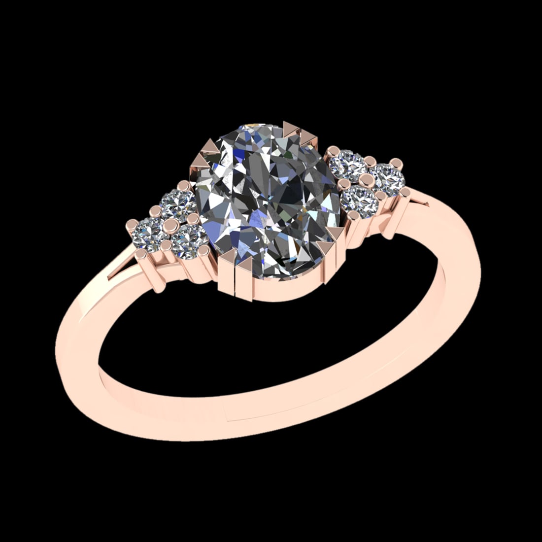 2.65 Ctw VS/SI1 Diamond 10k Rose Gold Engagement Ring (ALL DIAMOND ARE LAB: Center Daimond Weight :-2.50 Ctw ( Oval Cut) Color : J-K Clarity : VS/SI1 Side Diamond Weight Of Ctw 0.15 Ctw Color : J-K Clarity : VS/SI1 Daimond Setting : Prong Metal Weight : Approx 3.99 gram 10k R