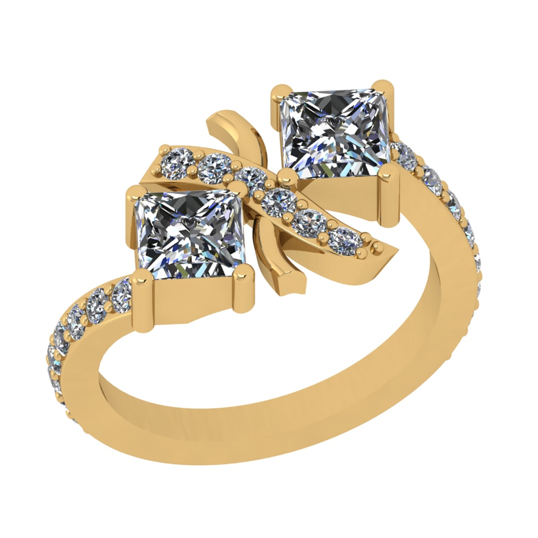 1.96 Ctw SI2/SI1 Diamond Prong Set 14k Yellow Gold Engagement Ring: Center Daimond Weight :-1.50 Ctw ( Princess Cut) Color : G-H Clarity : SI2/SI1 Side Diamond Weight Of Ctw 0.46 Ctw Color : G-H Clarity : SI2/SI1 Daimond Setting : Prong Metal Weight : Approx 4.33 gram