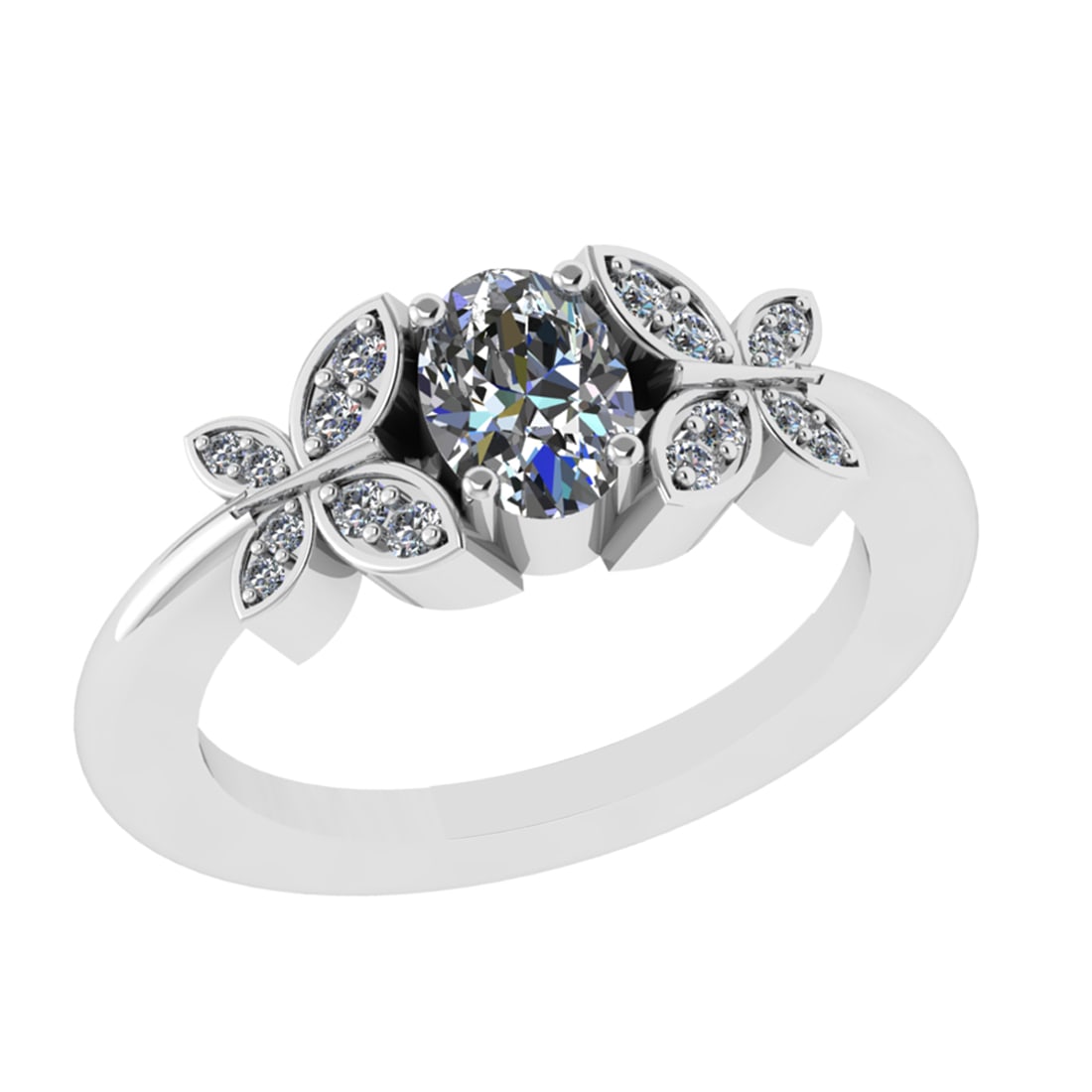 0.92 Ctw VS/SI1 Diamond 14k white Gold Engagement Ring (ALL DIAMOND ARE LAB: Center Daimond Weight :-0.75 Ctw ( Oval Cut) Color : G-H Clarity : VS/SI1 Side Diamond Weight Of Ctw 0.17 Ctw Color : G-H Clarity : VS/SI1 Daimond Setting : Prong Metal Weight : Approx 5.48 gram 14k W