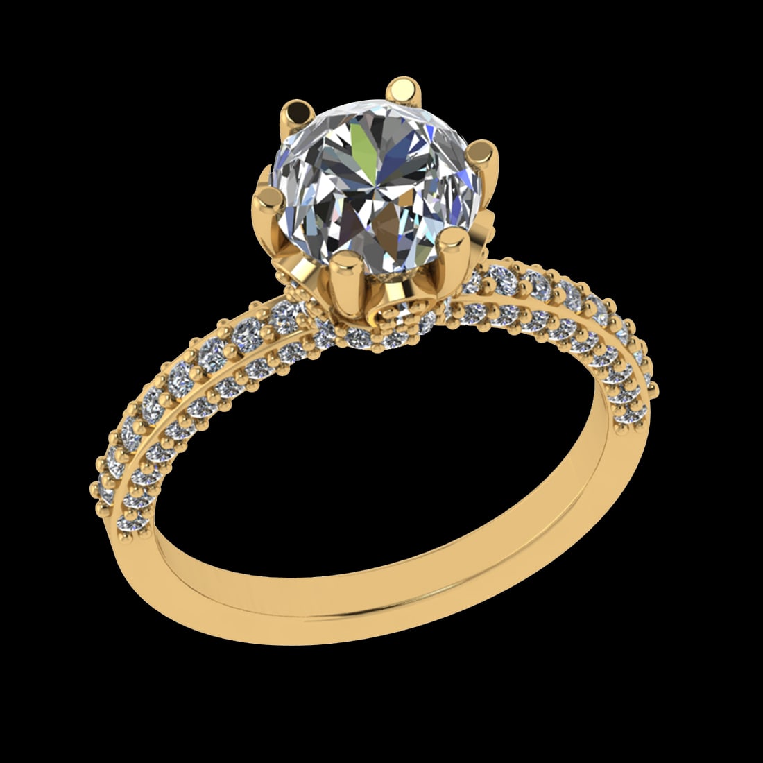 2.44 Ctw VS/SI1 Diamond Prong Set 10K Yellow Gold Engagement Ring: Center Daimond Weight :-1.67 Ctw ( Round Cut) Color : J-K Clarity : VS/SI1 Side Diamond Weight Of Ctw 0.77 Ctw Color : J-K Clarity : VS/SI1 Daimond Setting : Prong Metal Weight : Approx 4.56 gram 10K