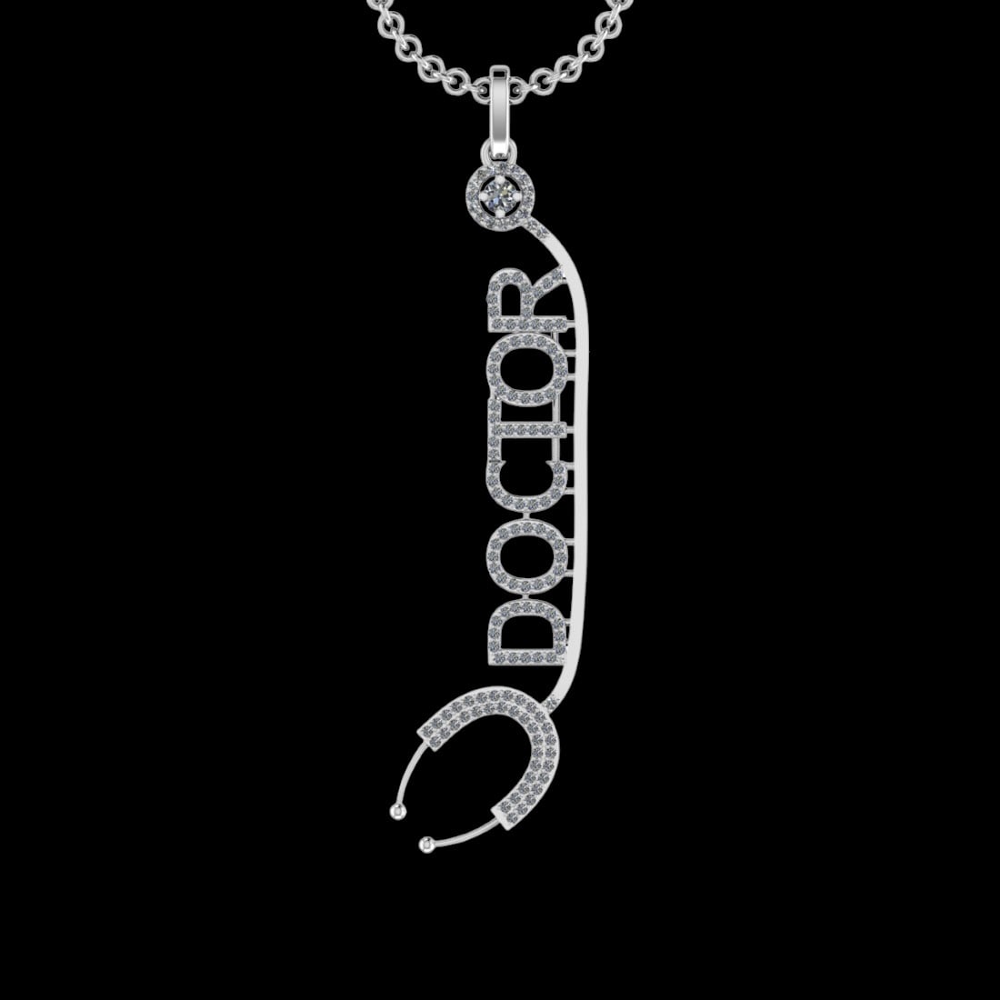 1.24 Ctw VS/SI1 Diamond 10K White Gold Veterinary Doctor theme Pendant (ALL: Total Diamond Weight :-1.24 Ctw (Round cut) Color :- J-K Clarity : VS/SI1 Setting : Prong Metal Weight : Approx 6.80gram 10K White Gold Veterinary Doctor theme Pendant (ALL DIAMOND ARE LAB GROWN ) #3S