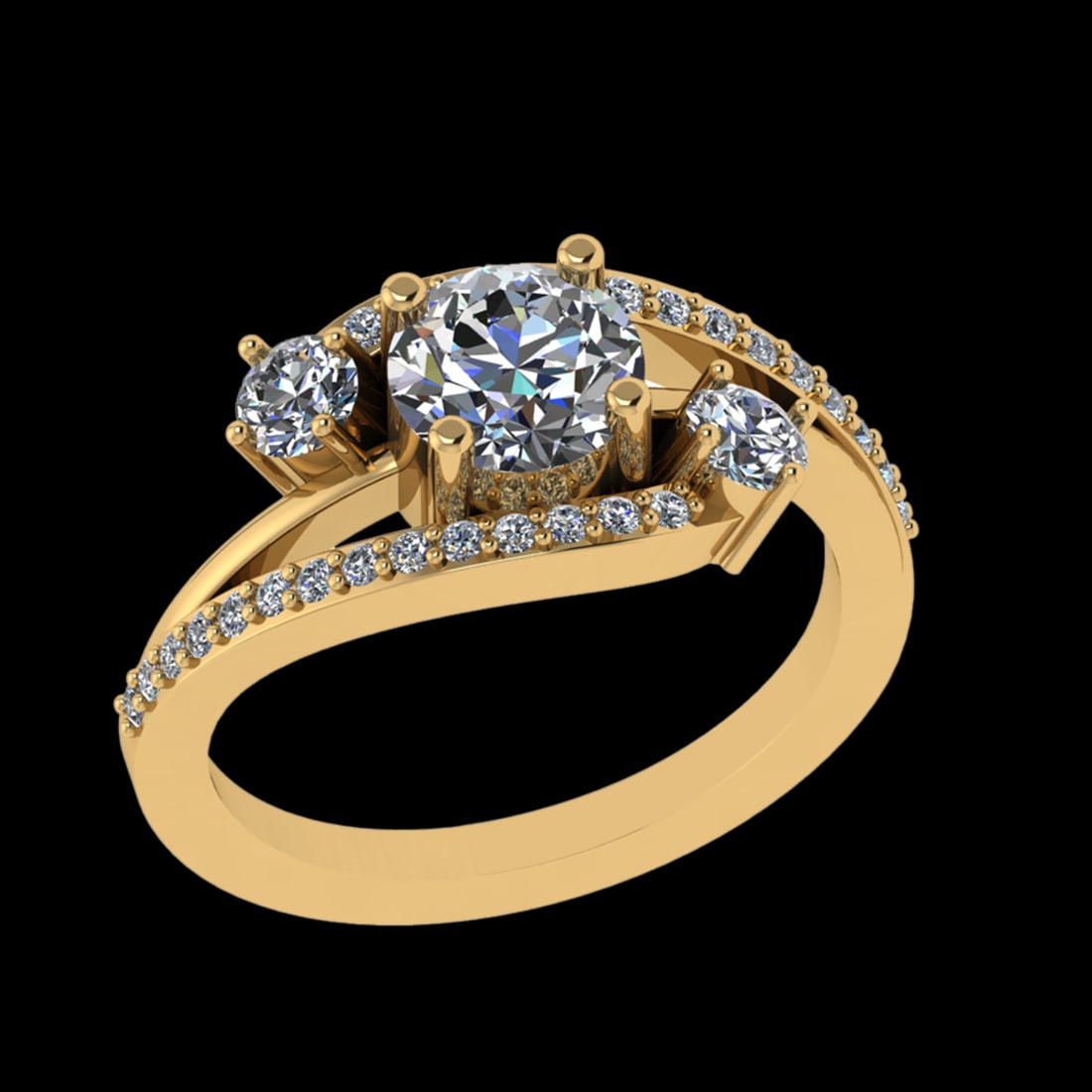 1.56 Ctw VS/SI1 Diamond Prong Set 10K Yellow Gold Engagement Ring (ALL DIAM: Center Diamond Weight :-1.00 Ctw ( Round cut) Color :- J-K Clarity : VS/SI1 Center Stone Setting : Prong Side Diamond Weight Of Ctw 0.56 Ctw Color : J-K Clarity : VS/SI1 Stone Setting : Prong Metal We