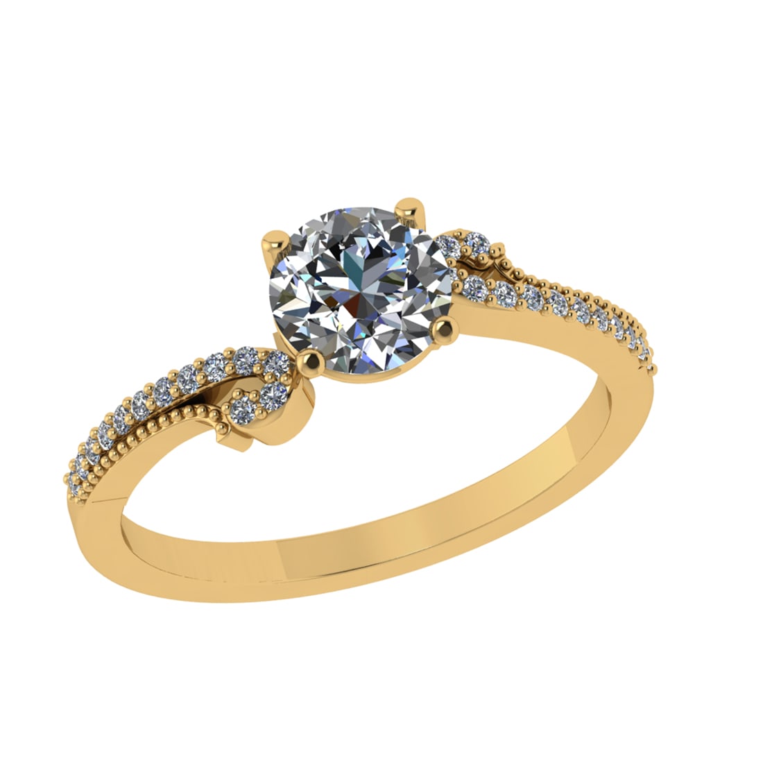 1.02 Ctw SI1/SI2 Diamond 14k Yellow Gold Engagement Ring (ALL DIAMOND ARE L: Center Daimond Weight :-0.84 Ctw (Round Cut) Color : G-H Clarity : SI1/SI2 Side Diamond Weight Of Ctw 0.18 Ctw Color : G-H Clarity : SI1/SI2 Daimond Setting : Prong Metal Weight : Approx 3.86 gram 14k