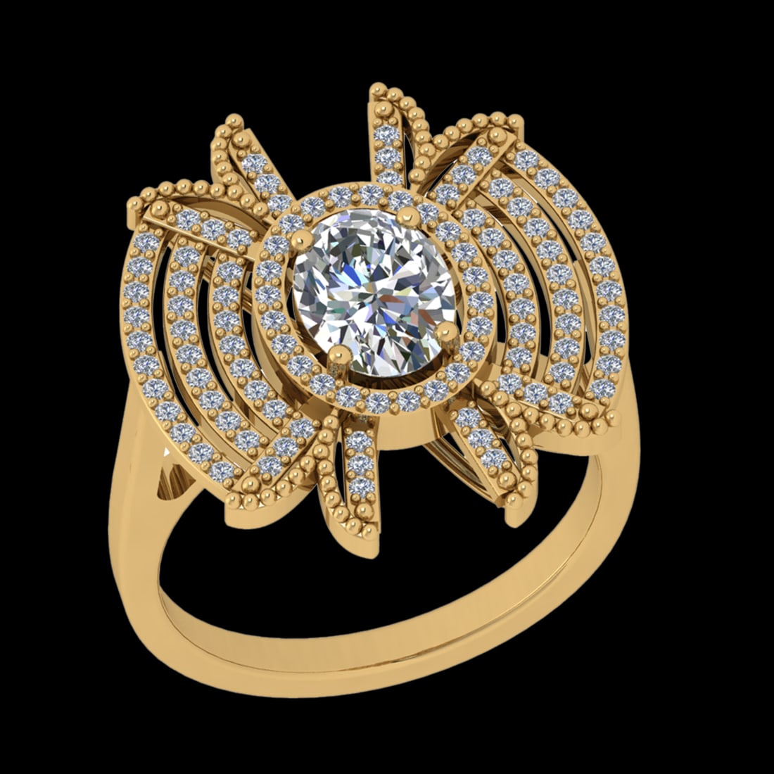 1.76 Ctw VS/SI1 Diamond Prong Set 10K Yellow Gold Engagement Ring: Center Daimond Weight :-1.25 Ctw ( Oval Cut) Color : J-K Clarity : VS/SI1 Side Diamond Weight Of Ctw 0.51 Ctw Color : J-K Clarity : VS/SI1 Daimond Setting : Prong Metal Weight : Approx 6.06 gram 10K Y
