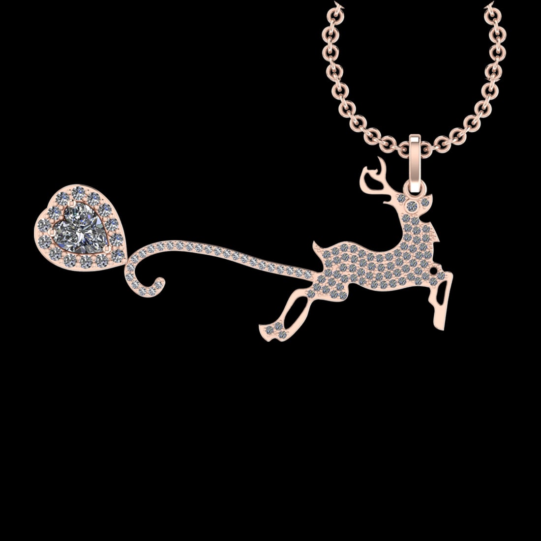 2.94 Ctw VS/SI1 Diamond 10k Rose Gold Christmas Theme Pandant (ALL DIAMOND: Center Daimond Weight :-2.00 Ctw ( Heart Cut) Color : G-H Clarity : VS/SI1 Side Diamond Weight Of Ctw 0.94 Ctw Color : G-H Clarity : VS/SI1 Daimond Setting : Prong Metal Weight : Approx 7.91 gram 10k