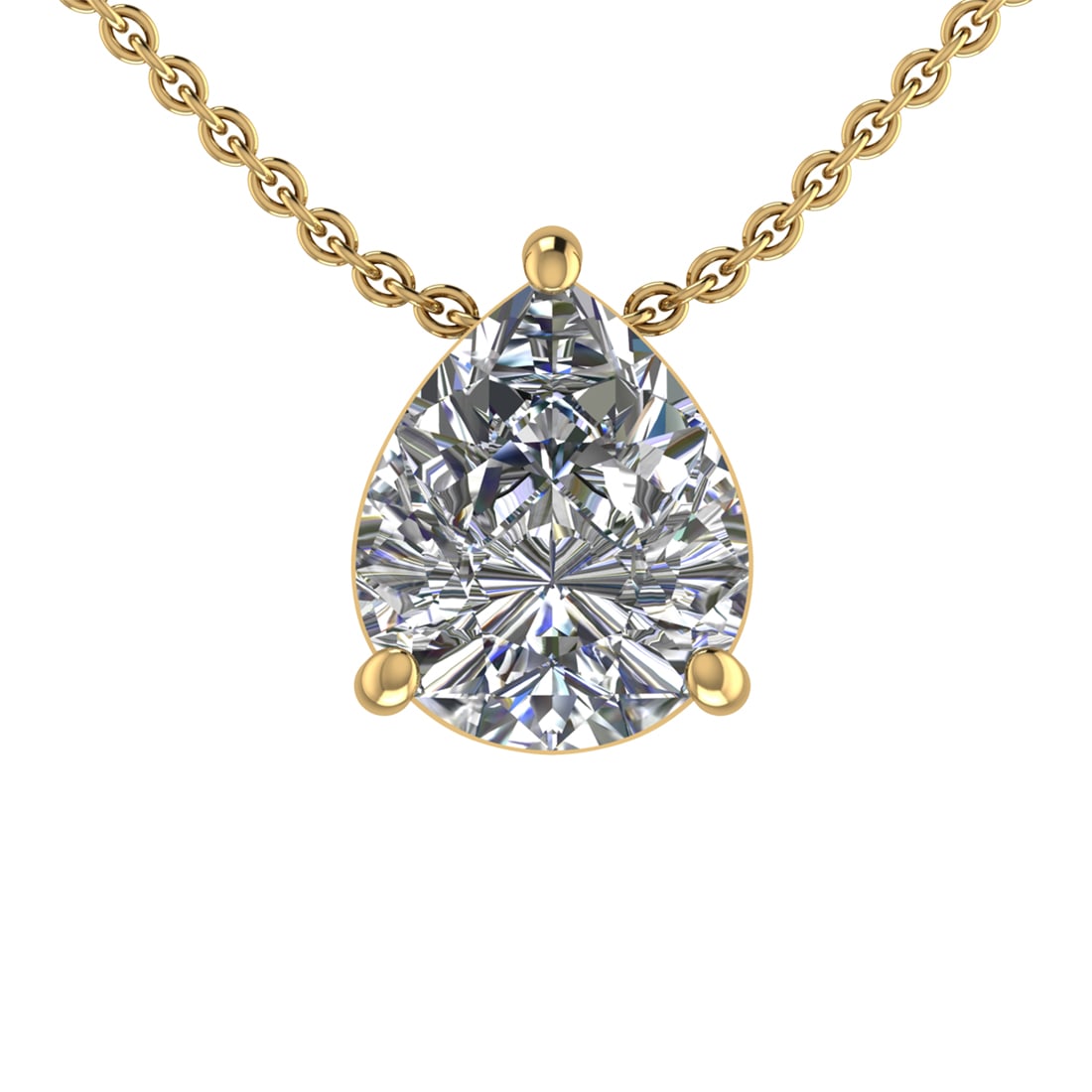 1.40 Ctw SI1/SI2 Diamond Prong Set 14K Yellow Gold Solitaire Pendant: Total Daimond Weight :-1.40 Ctw (PearCut) Color : G-H Clarity : SI1/SI2 Setting : Prong Metal Weight : Approx 2.90 gram 14K Yellow Gold Solitaire Necklace (ALL DIAMOND ARE LAB GROWN ) #3SS96743v15