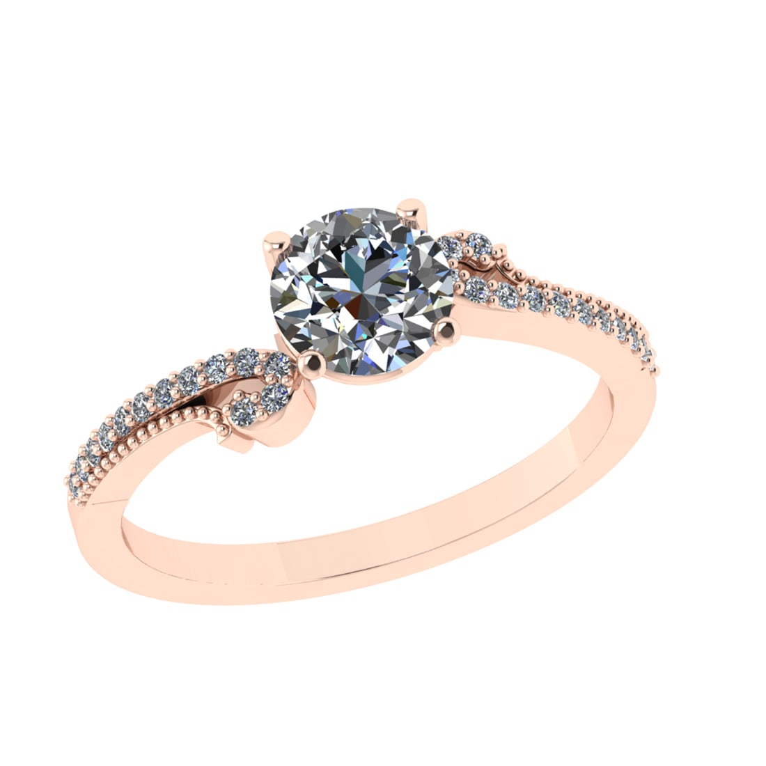 1.02 Ctw SI1/SI2 Diamond 14k Rose Gold Engagement Ring (ALL DIAMOND ARE LAB: Center Daimond Weight :-0.84 Ctw (Round Cut) Color : G-H Clarity : SI1/SI2 Side Diamond Weight Of Ctw 0.18 Ctw Color : G-H Clarity : SI1/SI2 Daimond Setting : Prong Metal Weight : Approx 3.86 gram 14k