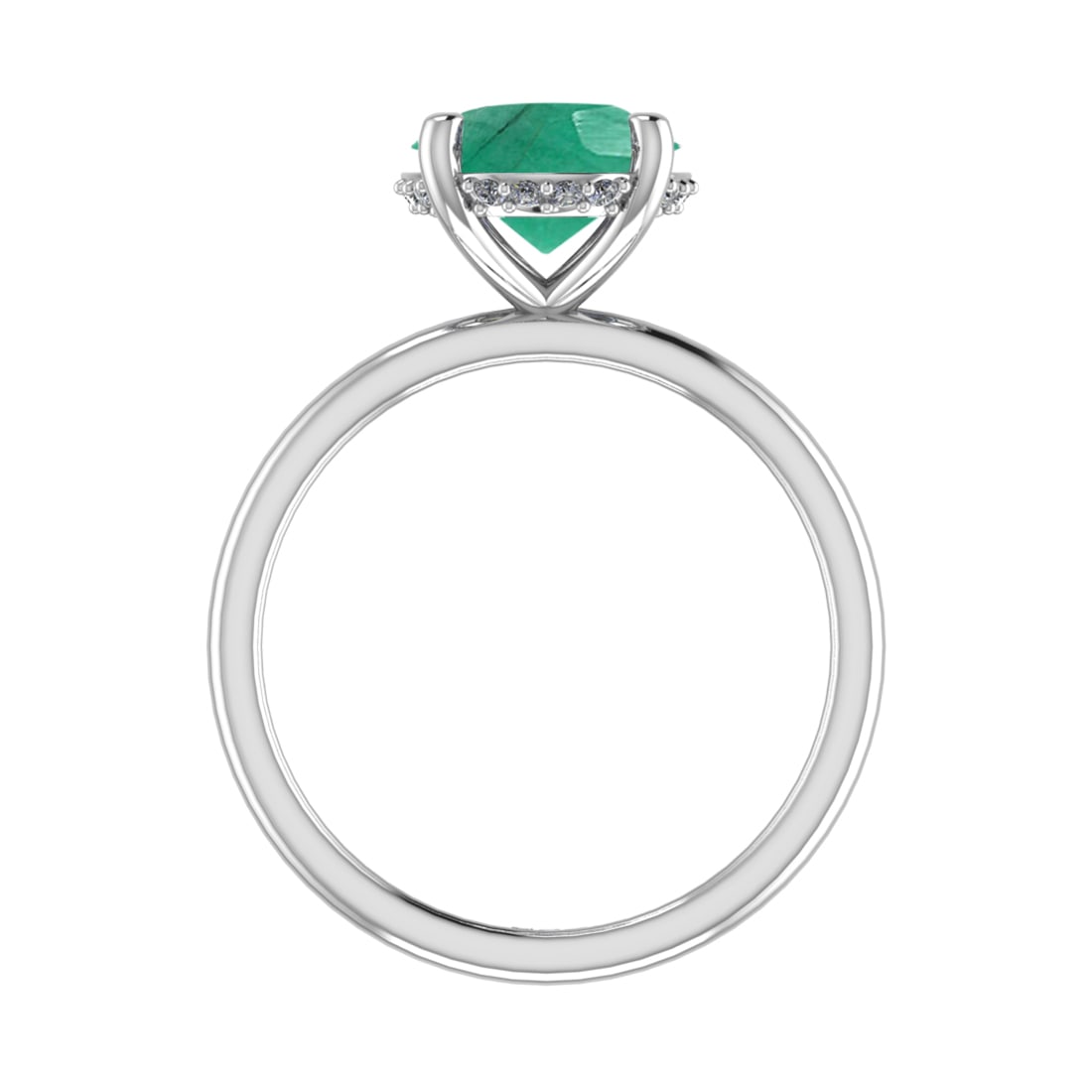 2.59 Ctw VS/SI1 Emerald and Diamond 14k white Gold Engagement Ring (ALL DIA: Center Stone Weight :-2.50 Ctw ( Oval Cut) Center Stone Color :-Emerald Center Stone Setting : Prong Side Diamond Weight Of Ctw :- 0.09 Ctw Color : J-K Clarity : VS/SI1 Daimond Setting : Prong Metal W