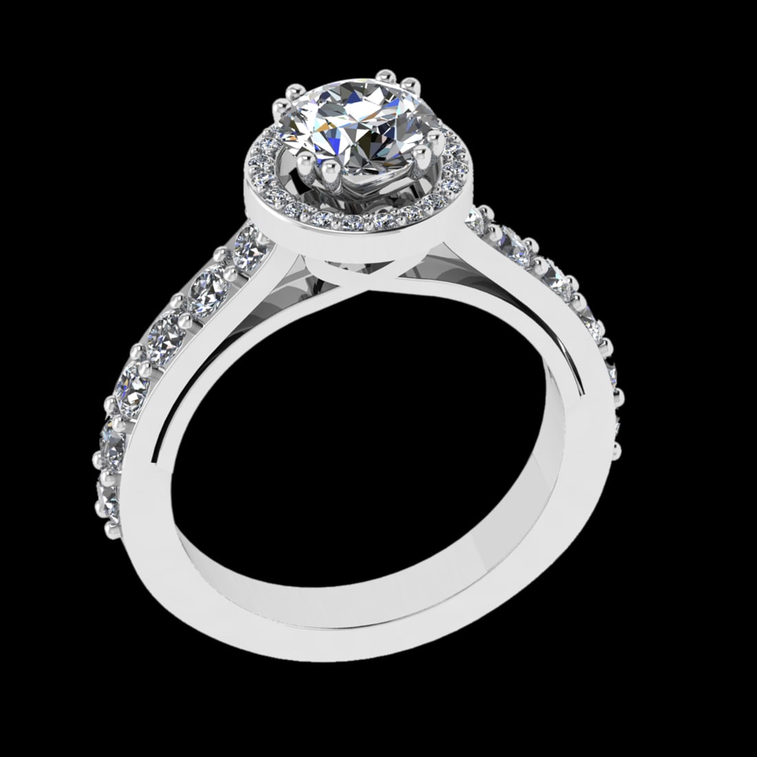 1.96 Ctw VS/SI1 Diamond Prong Set 18k white Gold Engagement Ring (ALL DIAMO: Center Daimond Weight :-1.00 Ctw ( Round Cut) Color : G-H Clarity : VS/SI1 Side Diamond Weight Of Ctw 0.96 Ctw Color : G-H Clarity : VS/SI1 Daimond Setting : Prong Metal Weight : Approx 5.91 gram 18k