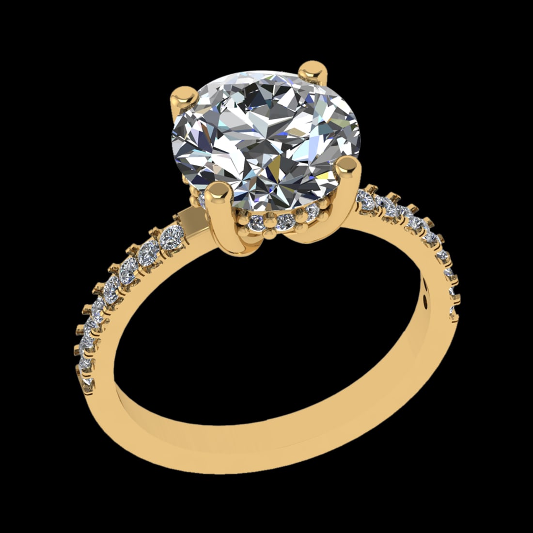3.13 Ctw SI1/SI2 Diamond 10k Yellow Gold Engagement Ring (ALL DIAMOND ARE L: Center Daimond Weight :-2.80 Ctw ( Round Cut) Color : J-K Clarity : SI1/SI2 Side Diamond Weight Of Ctw 0.33 Ctw Color : J-K Clarity : SI1/SI2 Daimond Setting : Prong Metal Weight : Approx 3.53 gram 10