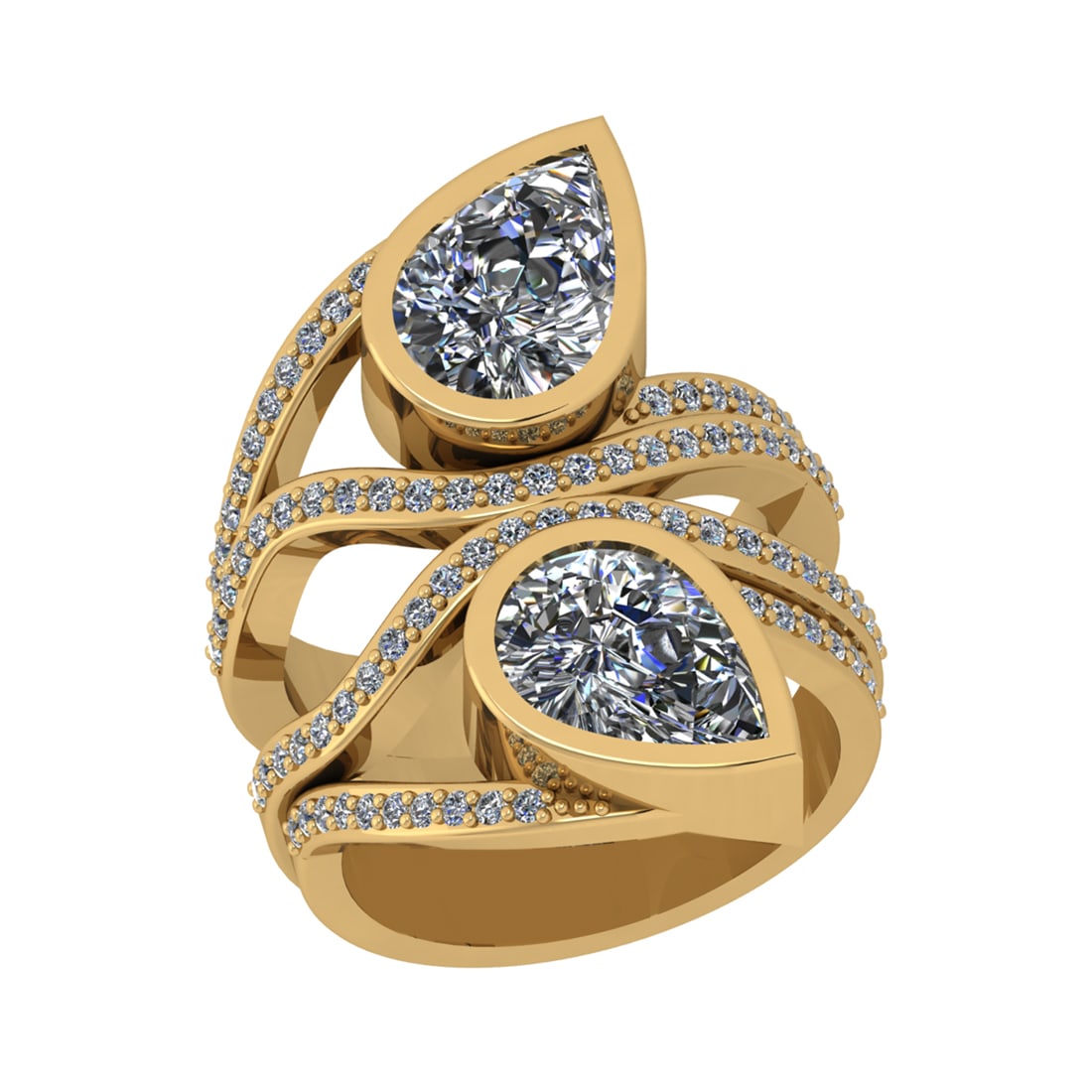 2.67 Ctw SI1/SI2 Diamond Prong Set 14k Yellow Gold Engagement Ring: Center Daimond Weight :-2.00 Ctw ( Pear Cut) Color : G-H Clarity : SI1/SI2 Side Diamond Weight Of Ctw 0.67 Ctw Color : G-H Clarity : SI1/SI2 Daimond Setting : Prong Metal Weight : Approx 8.46 gram 14k