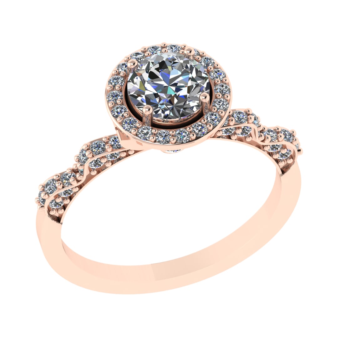 1.38 Ctw VS/SI1 Diamond Prong Set 18k Rose Gold Engagement Ring: Center Diamond Weight :-0.95 Ctw ( Round cut) Color :- G-H Clarity : VS/SI1 Center Stone Setting : Prong Side Diamond Weight Of Ctw 0.43 Ctw Color : G-H Clarity : VS/SI1 Stone Setting : Prong Metal We