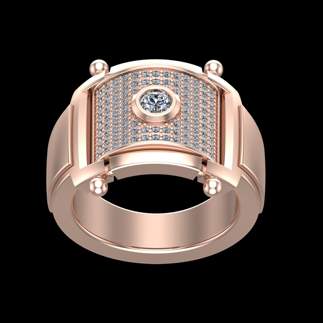 0.65 Ctw VS/SI1 Diamond Prong Set 10k Rose Gold Men s theme Engagement Ring: Center Daimond Weight :-0.17 Ctw ( Round Cut) Color : J-K Clarity : VS/SI1 Side Diamond Weight Of Ctw 0.48 Ctw Color : J-K Clarity : VS/SI1 Daimond Setting : Prong Metal Weight : Approx 18.39 gram 10k
