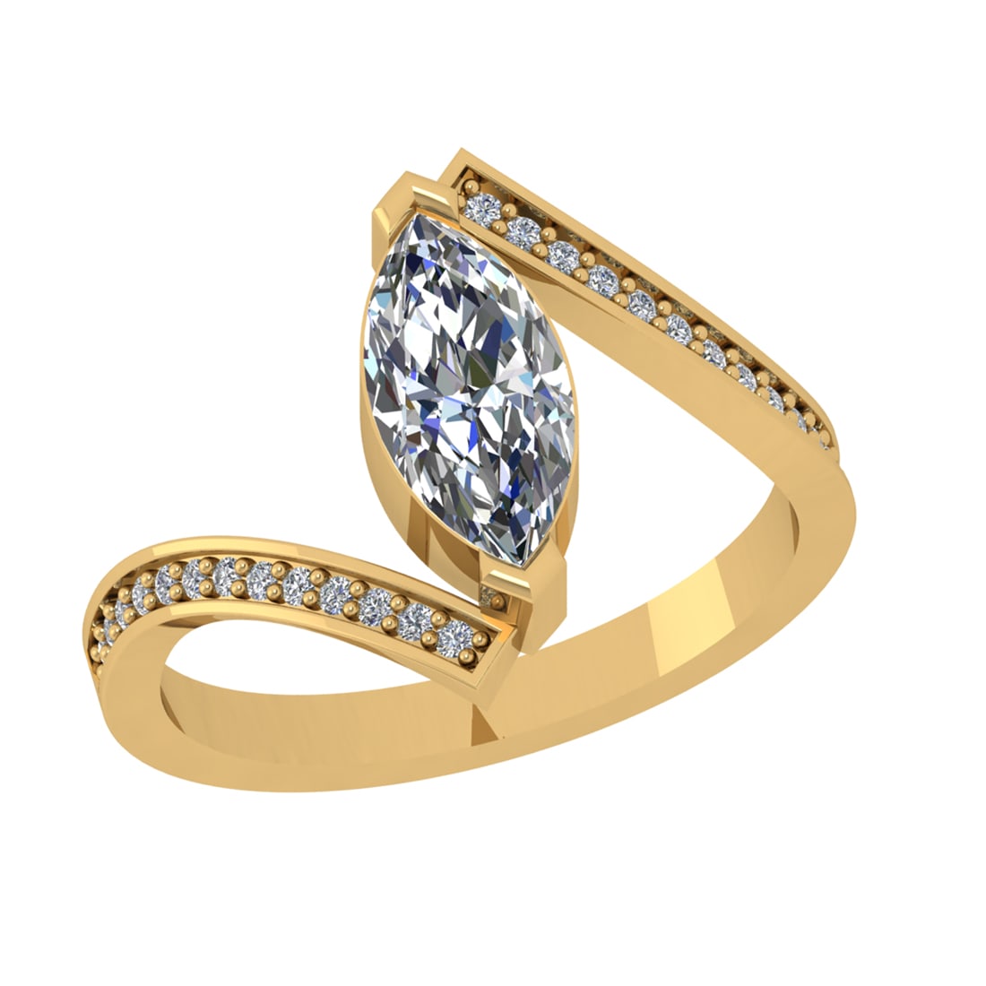 1.13 Ctw VS/SI1 Diamond 14k Yellow Gold Engagement Ring (ALL DIAMOND ARE LA: Center Daimond Weight :-1.00 Ctw ( Marquise Cut) Color : G-H Clarity : VS/SI1 Side Diamond Weight Of Ctw 0.13 Ctw Color : G-H Clarity : VS/SI1 Daimond Setting : Prong Metal Weight : Approx 3.30 gram 1